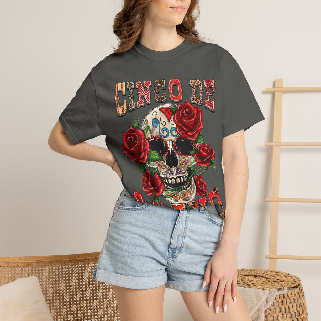Cinco de Mayo Sugar Skull T-shirt | Floral Rose Skull Tee