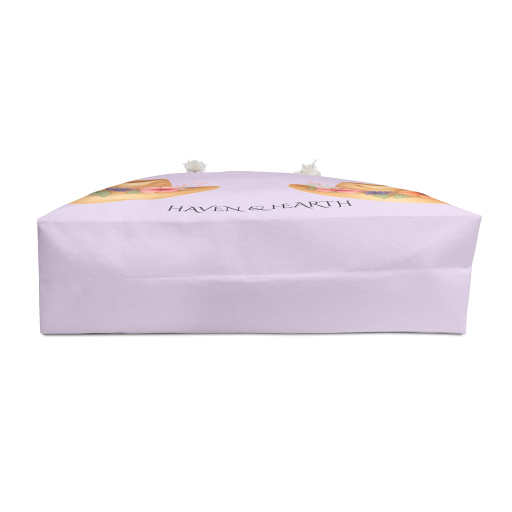 Floral Straw Hat Weekender Bag  Lavender Tote, Beach Travel Bag