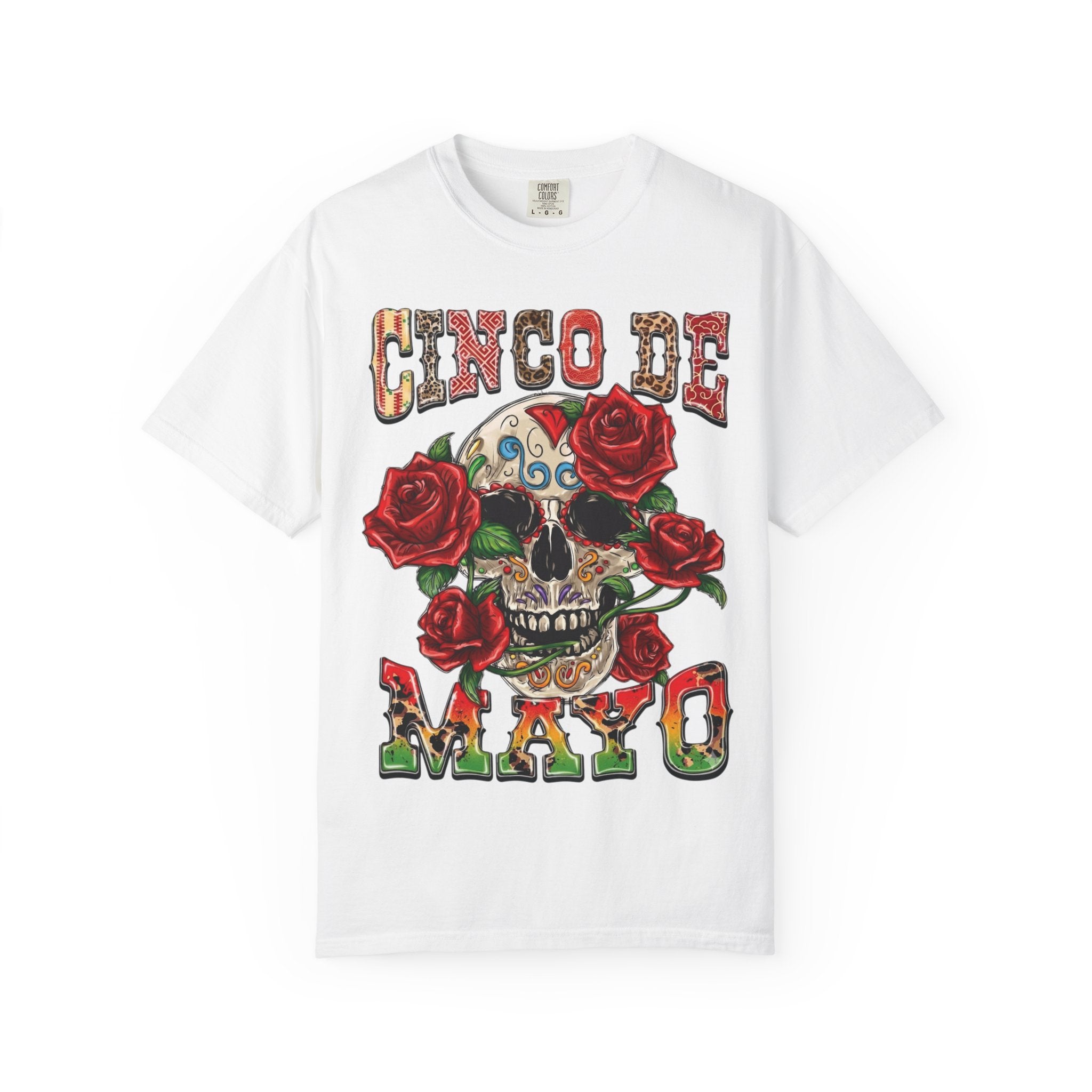 Cinco de Mayo Sugar Skull T-shirt | Floral Rose Skull Tee