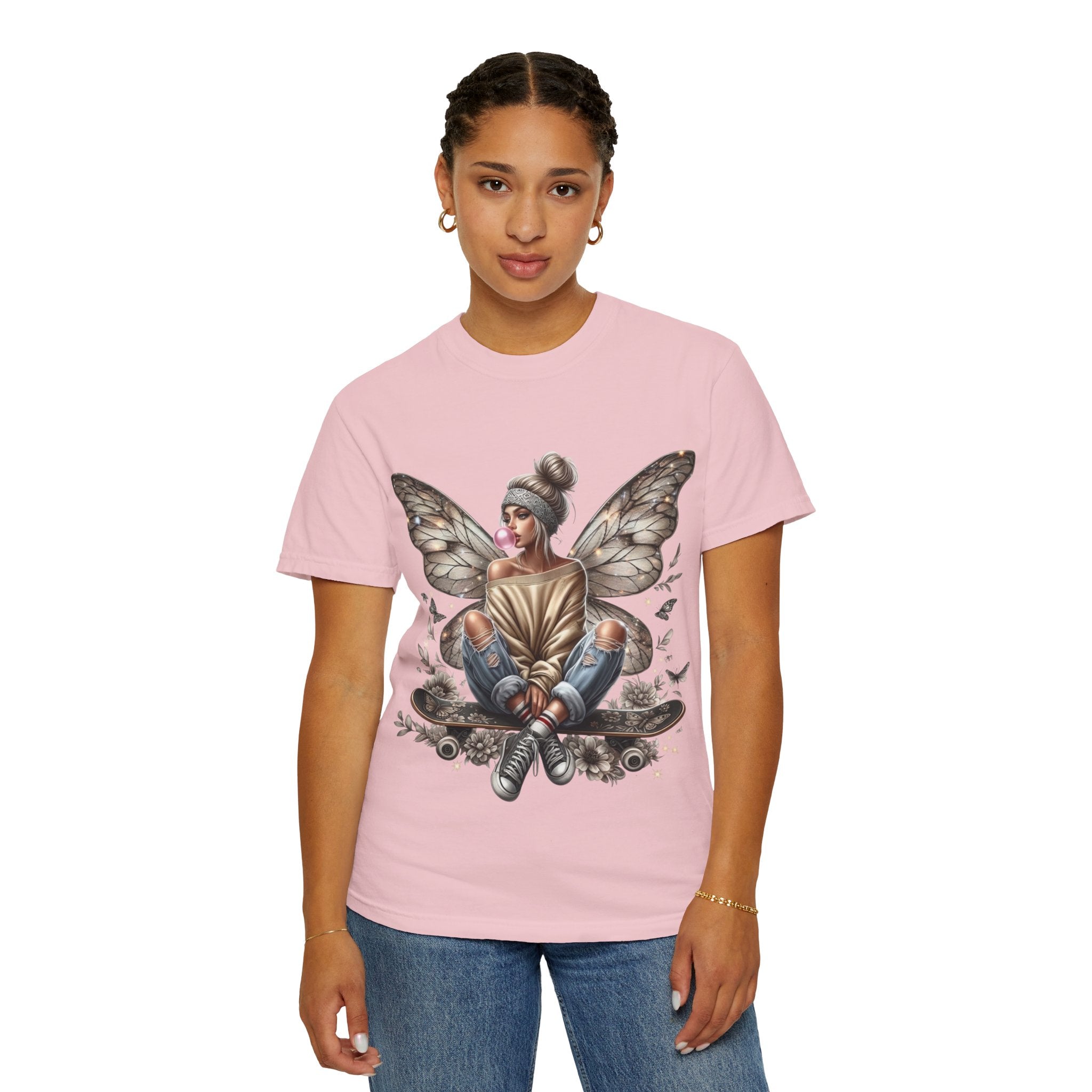 Fairy Skateboard Tee — Urban Butterfly Girl Graphic T-Shirt