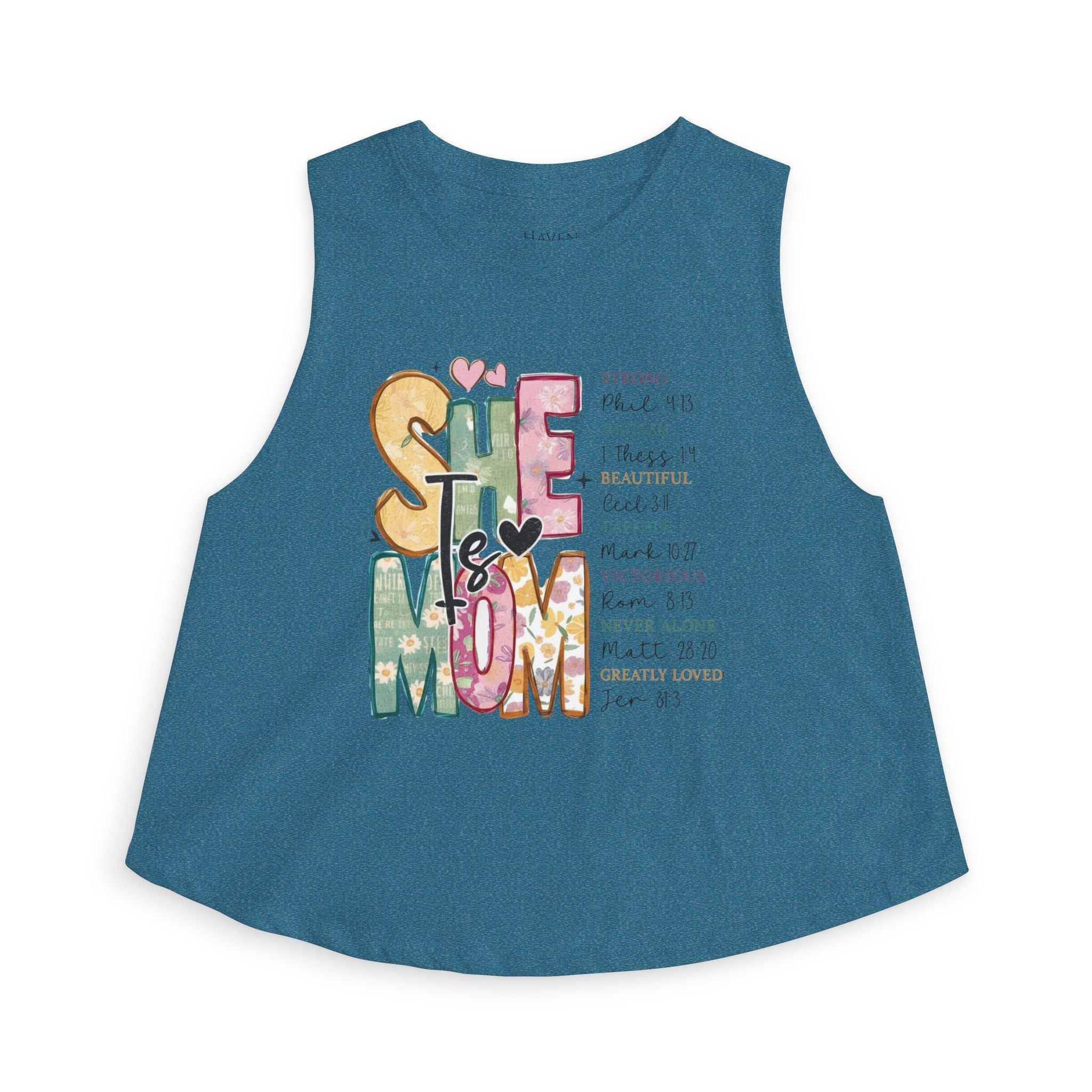 She is Mom Floral Graphic Crop Top — Inspirational Mother's Day Tank