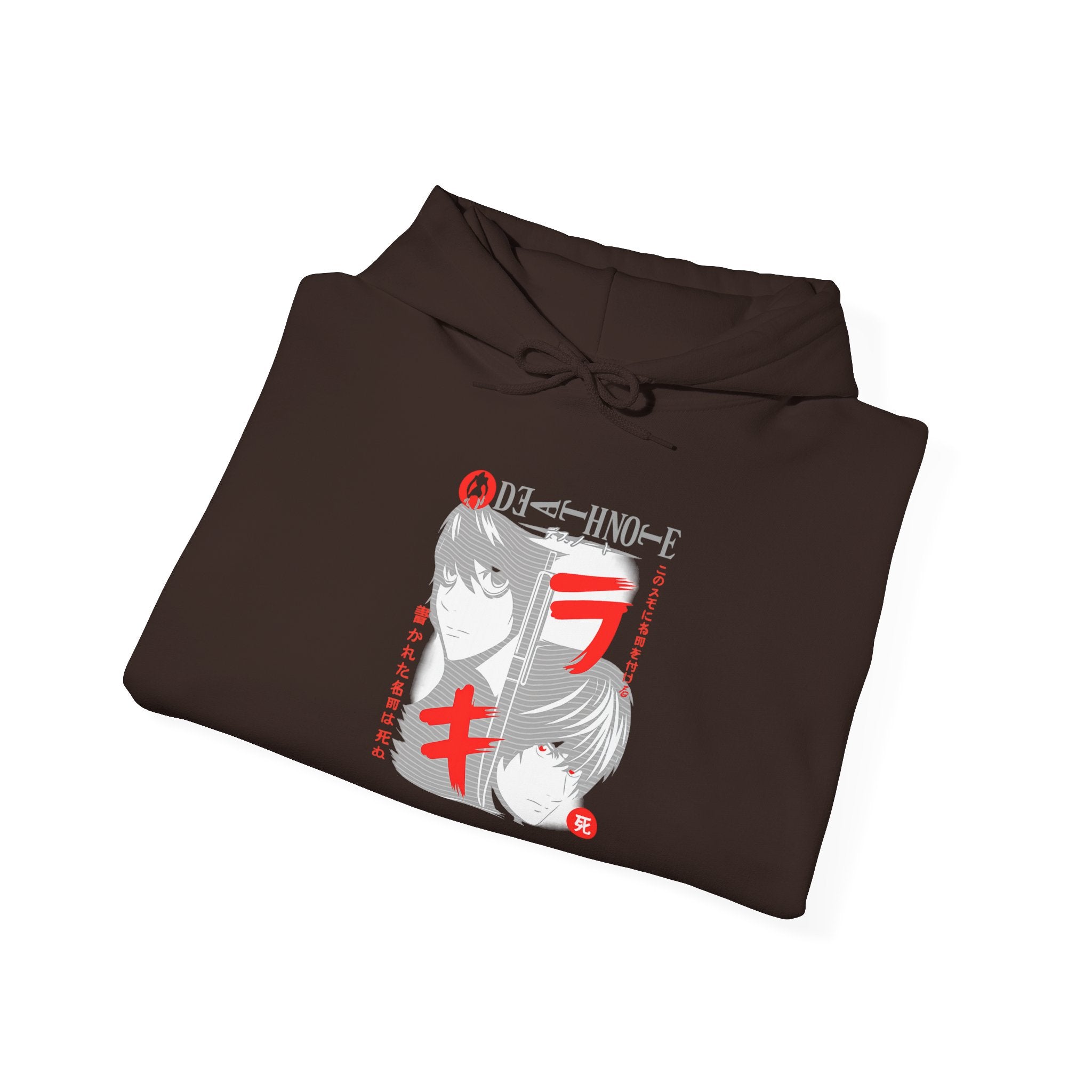 Death Note Forever Hoodie – Japanese Text 'ラキ' Graphic Pullover