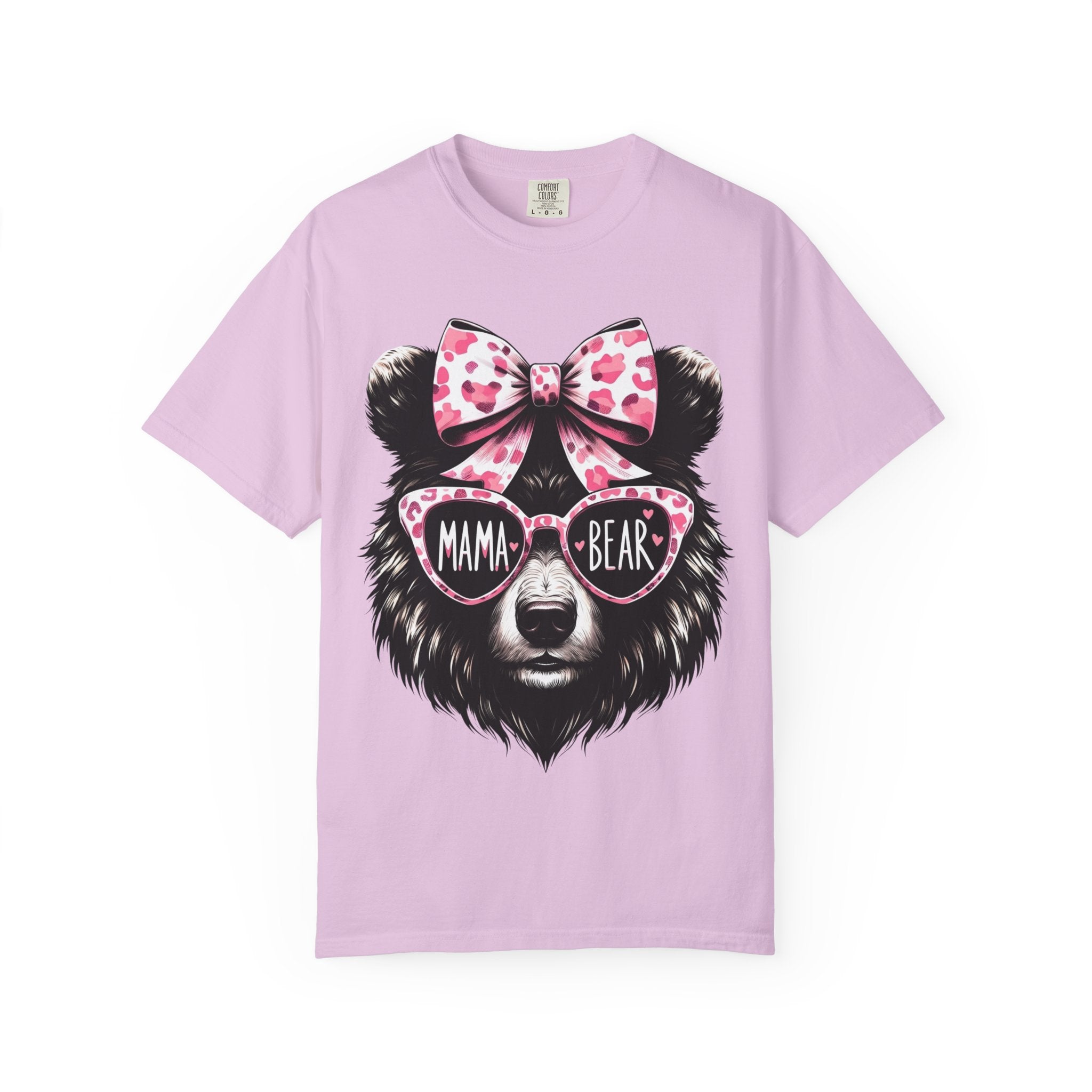 Mama Bear T-Shirt — Cute Leopard Bow & Sunglasses Graphic Tee for Moms