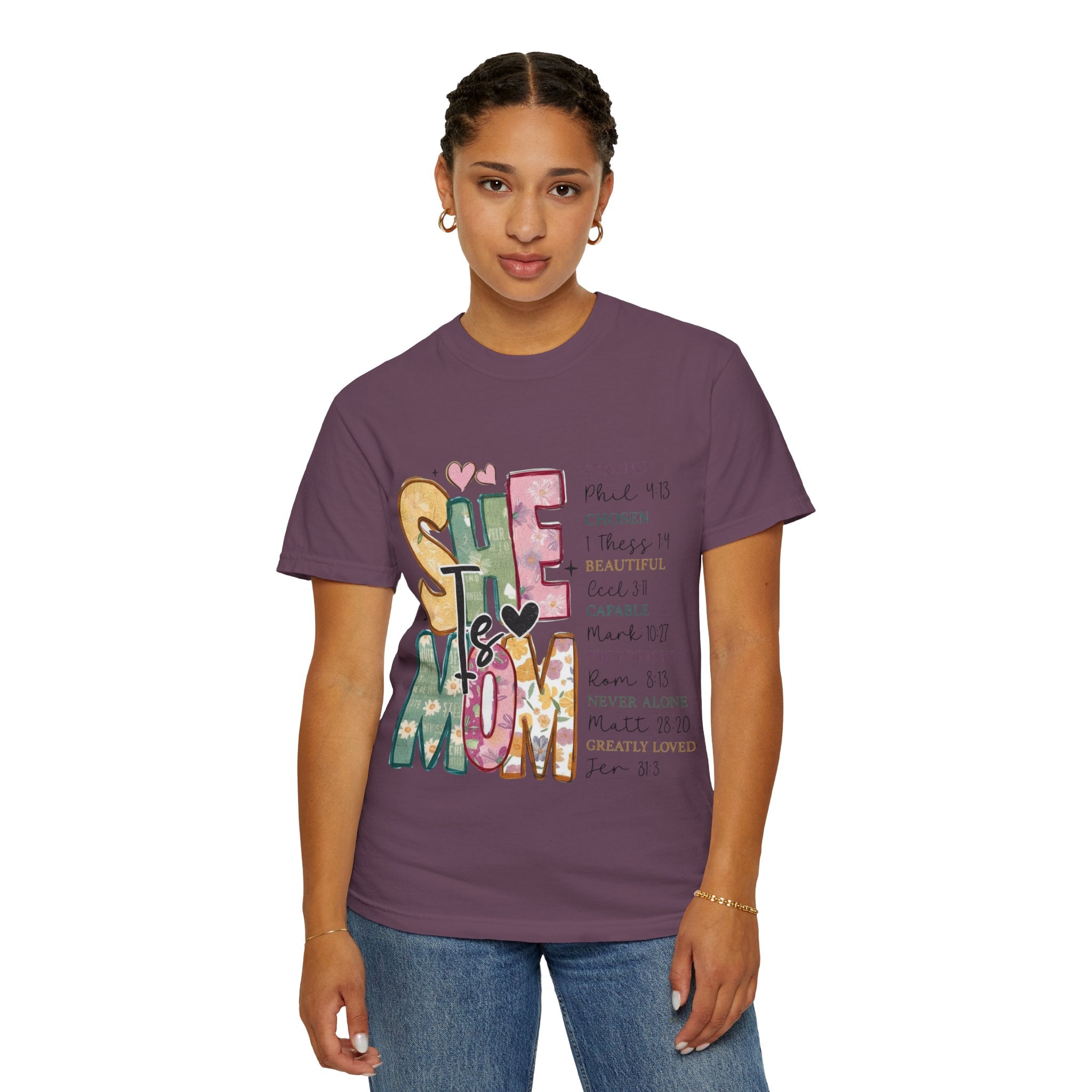 She & Mom Scripture Floral T-Shirt — Faith-Based Mother's Day Gift