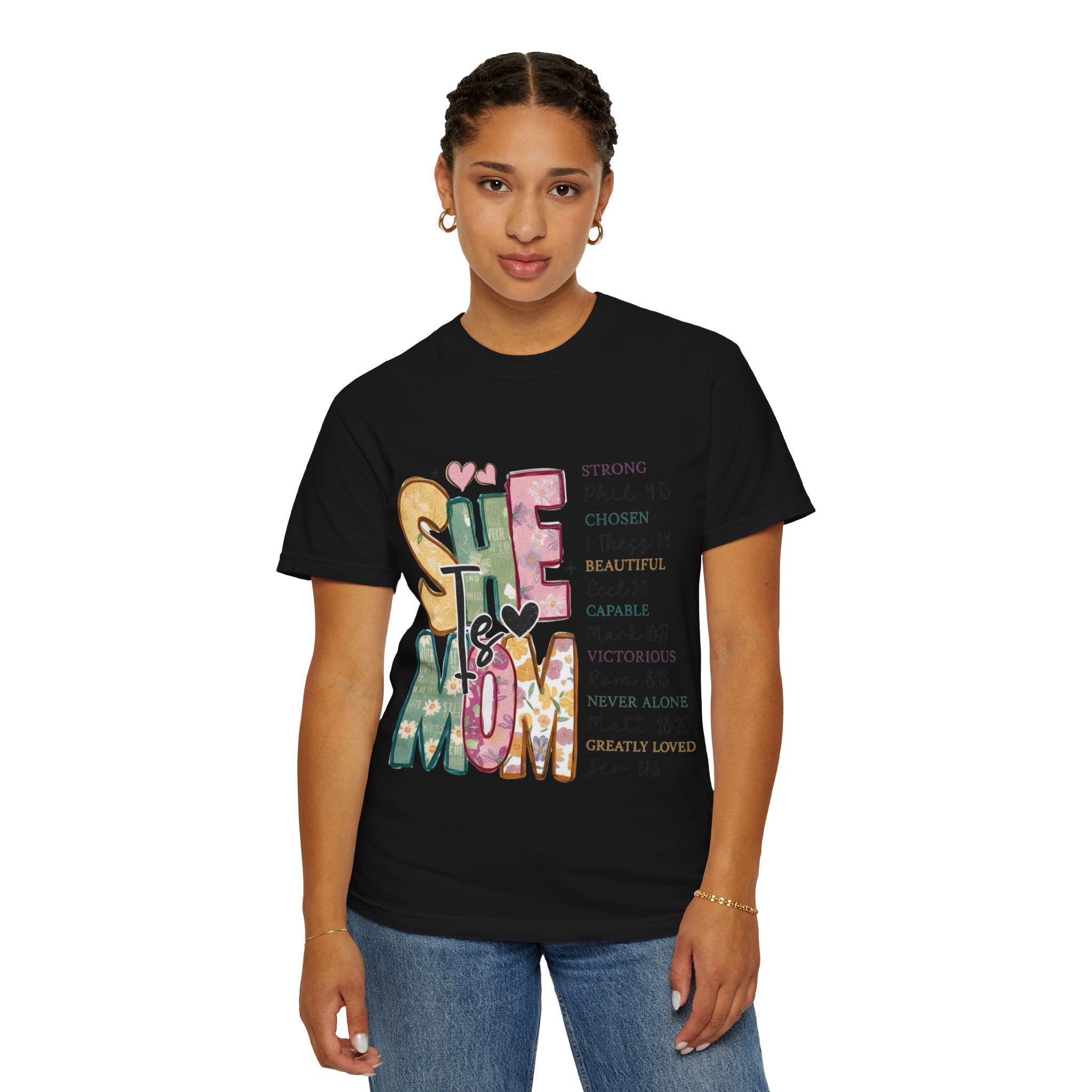 She & Mom Scripture Floral T-Shirt — Faith-Based Mother's Day Gift
