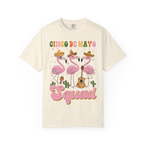 Cinco de Mayo Flamingo Squad T-shirt | Mexican Fiesta Graphic Tee