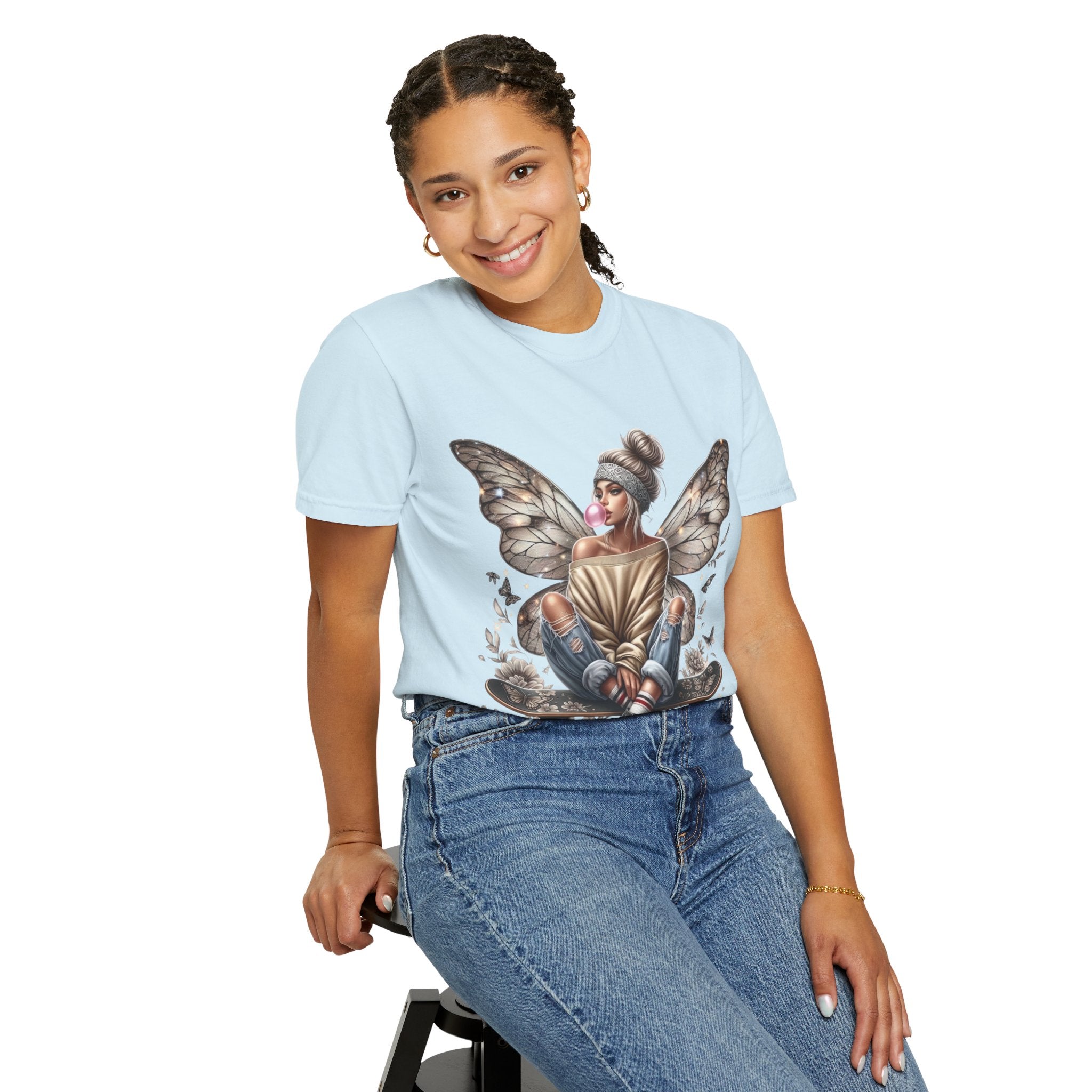Fairy Skateboard Tee — Urban Butterfly Girl Graphic T-Shirt