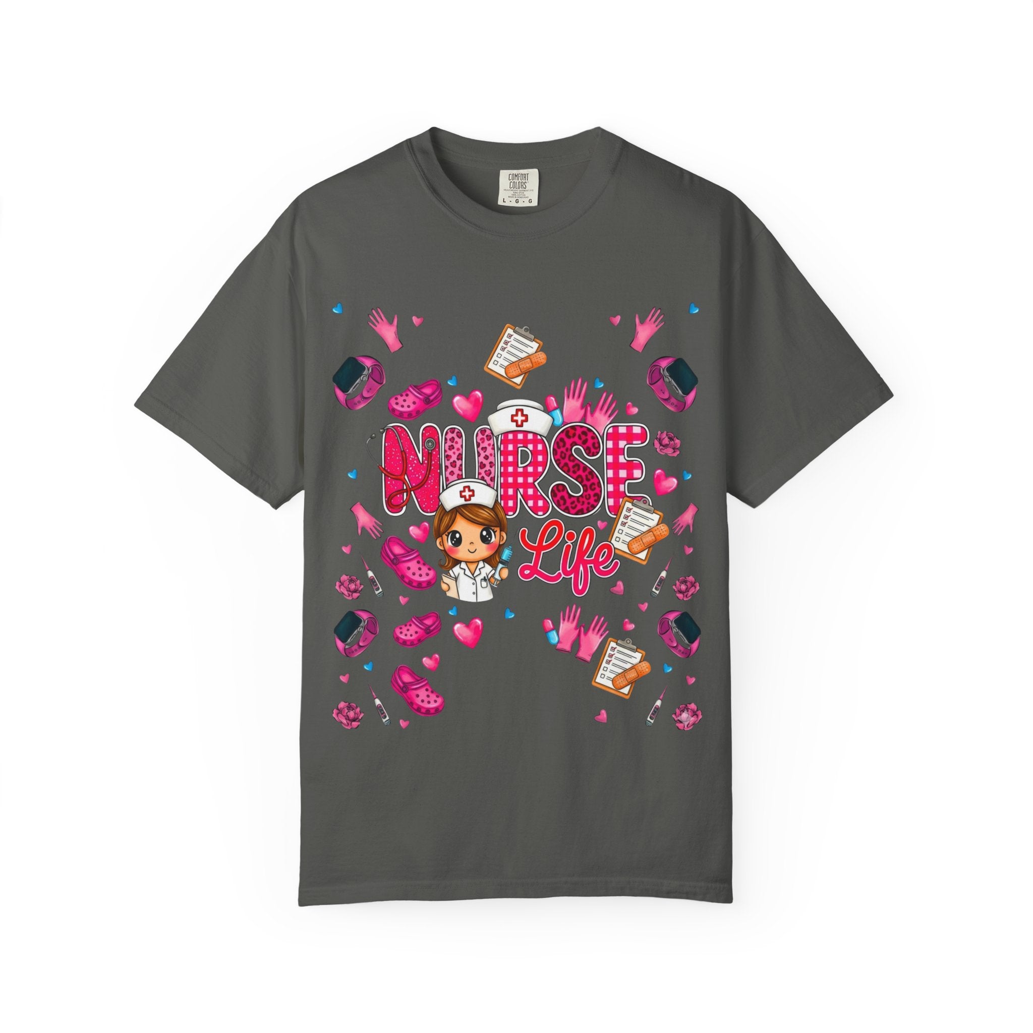 Nurse Life Graphic T-Shirt — Cute Nursing Gifts, Hearts & Scrubs Design