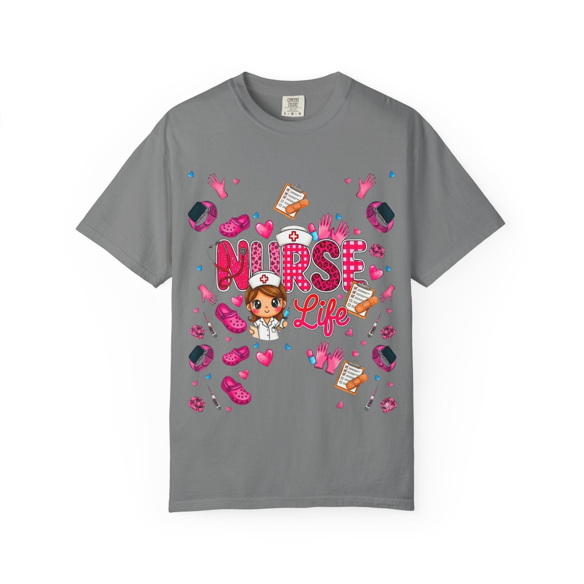 Nurse Life Graphic T-Shirt — Cute Nursing Gifts, Hearts & Scrubs Design