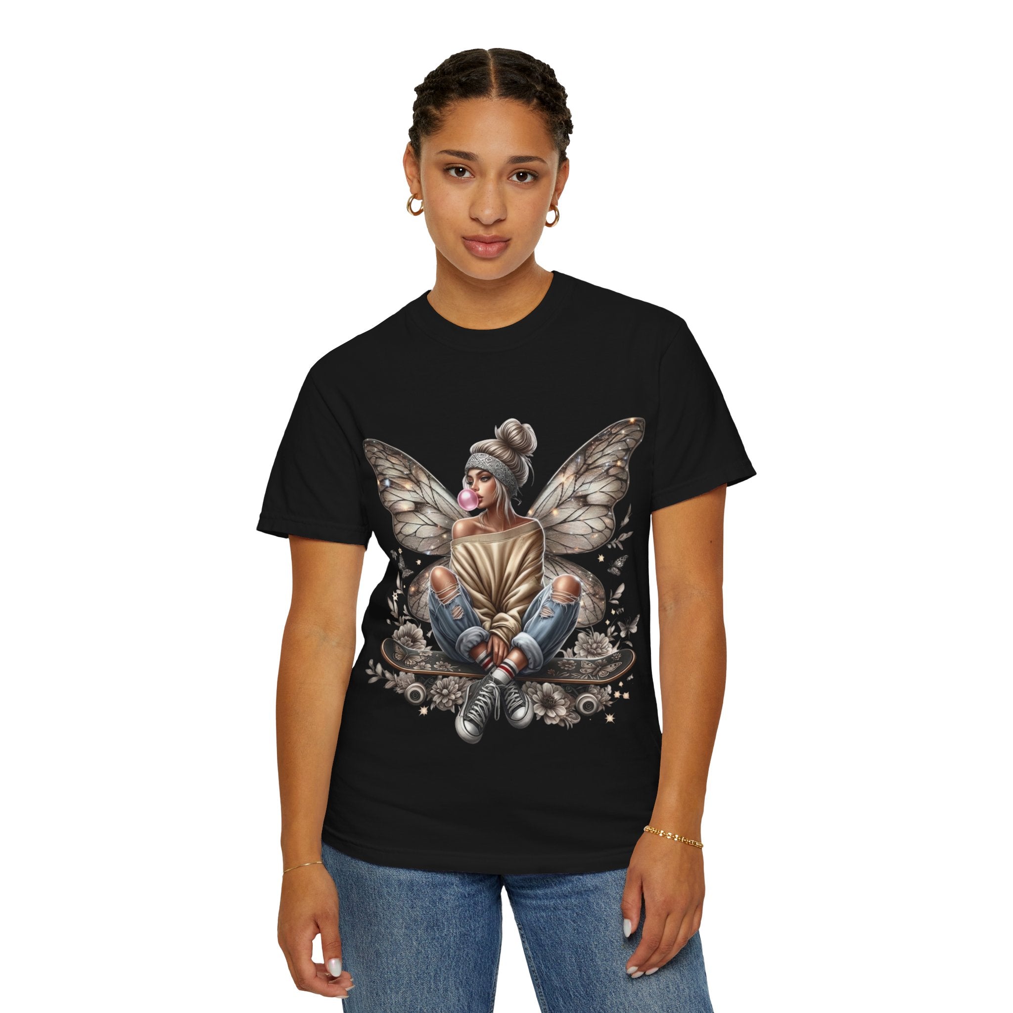 Fairy Skateboard Tee — Urban Butterfly Girl Graphic T-Shirt