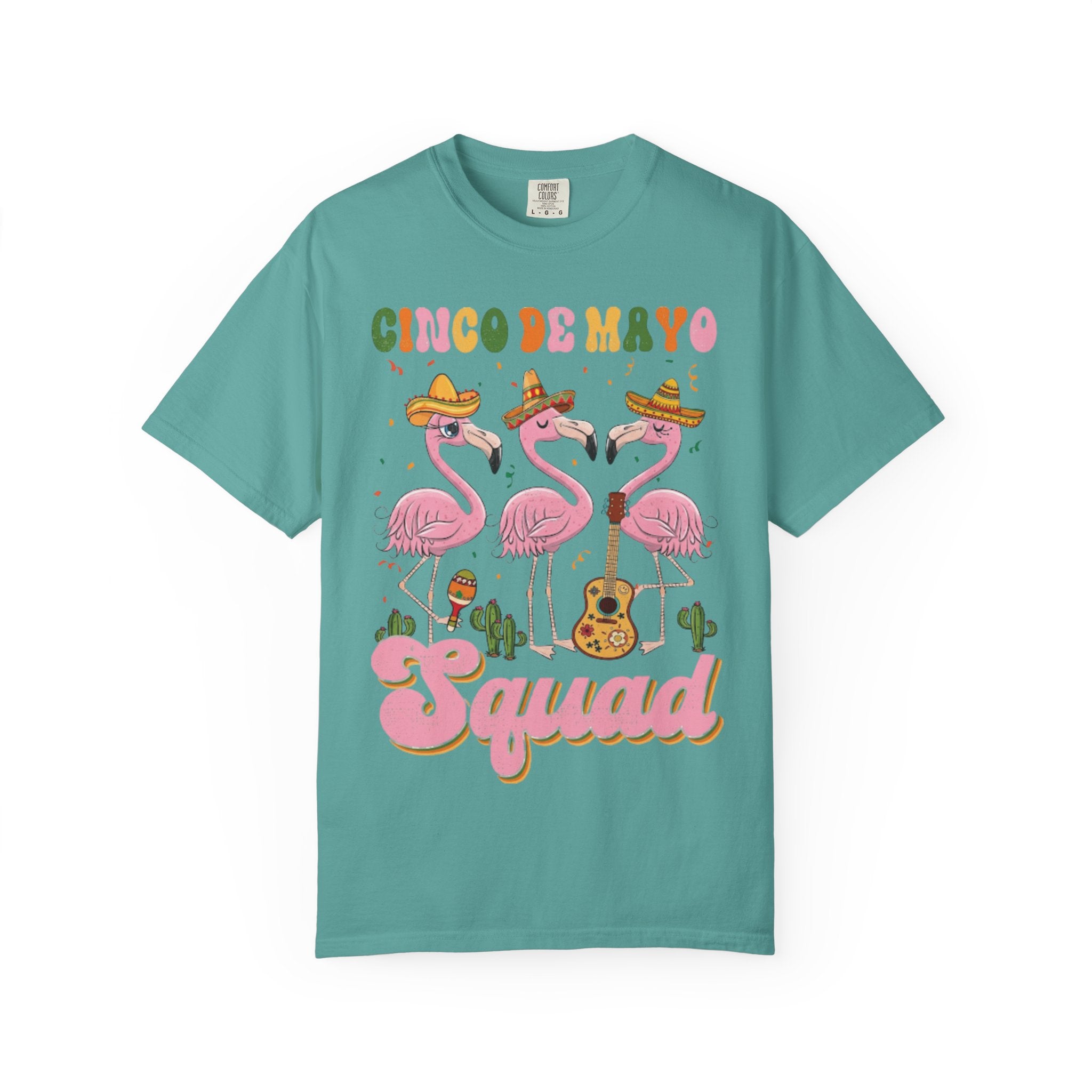 Cinco de Mayo Flamingo Squad T-shirt | Mexican Fiesta Graphic Tee