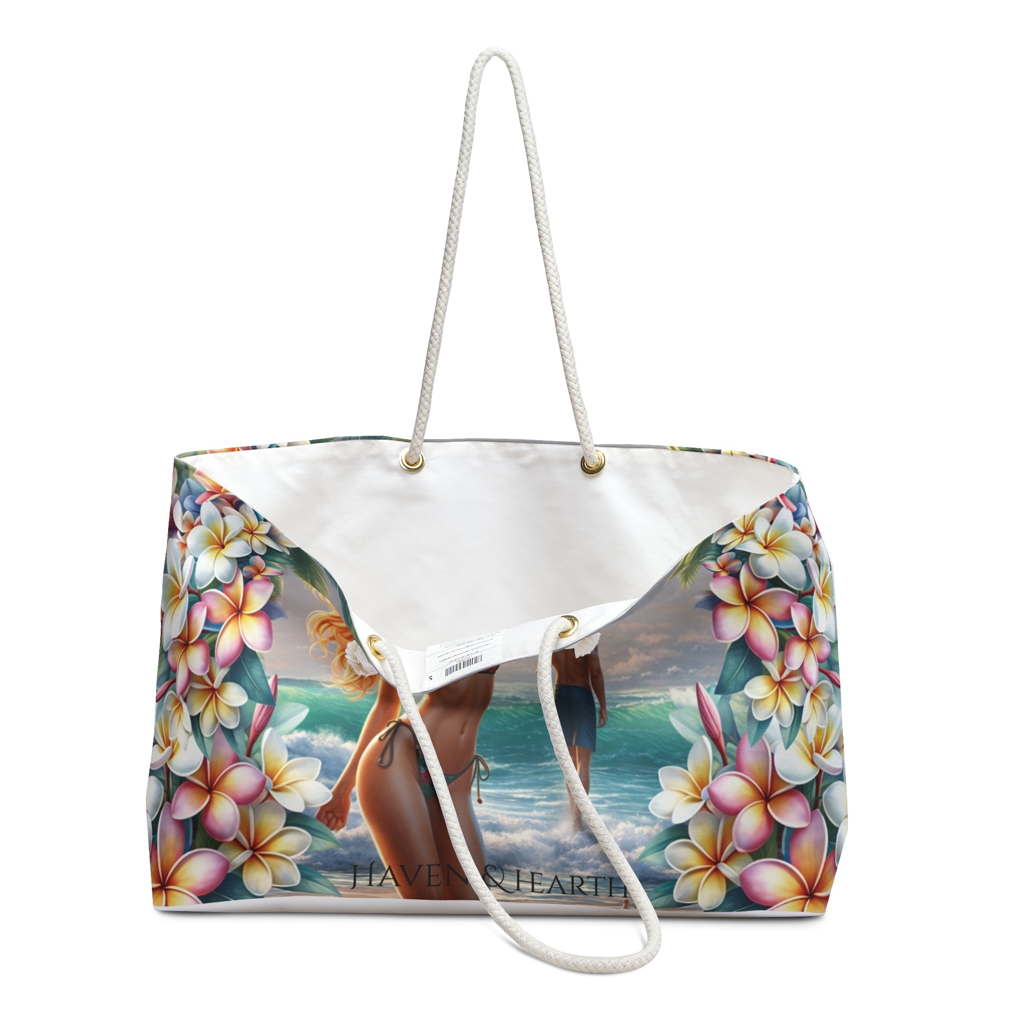 Haven & Hearth Tropical Beach Tote Bag  Summer Vacation Bag with Rope Handles
