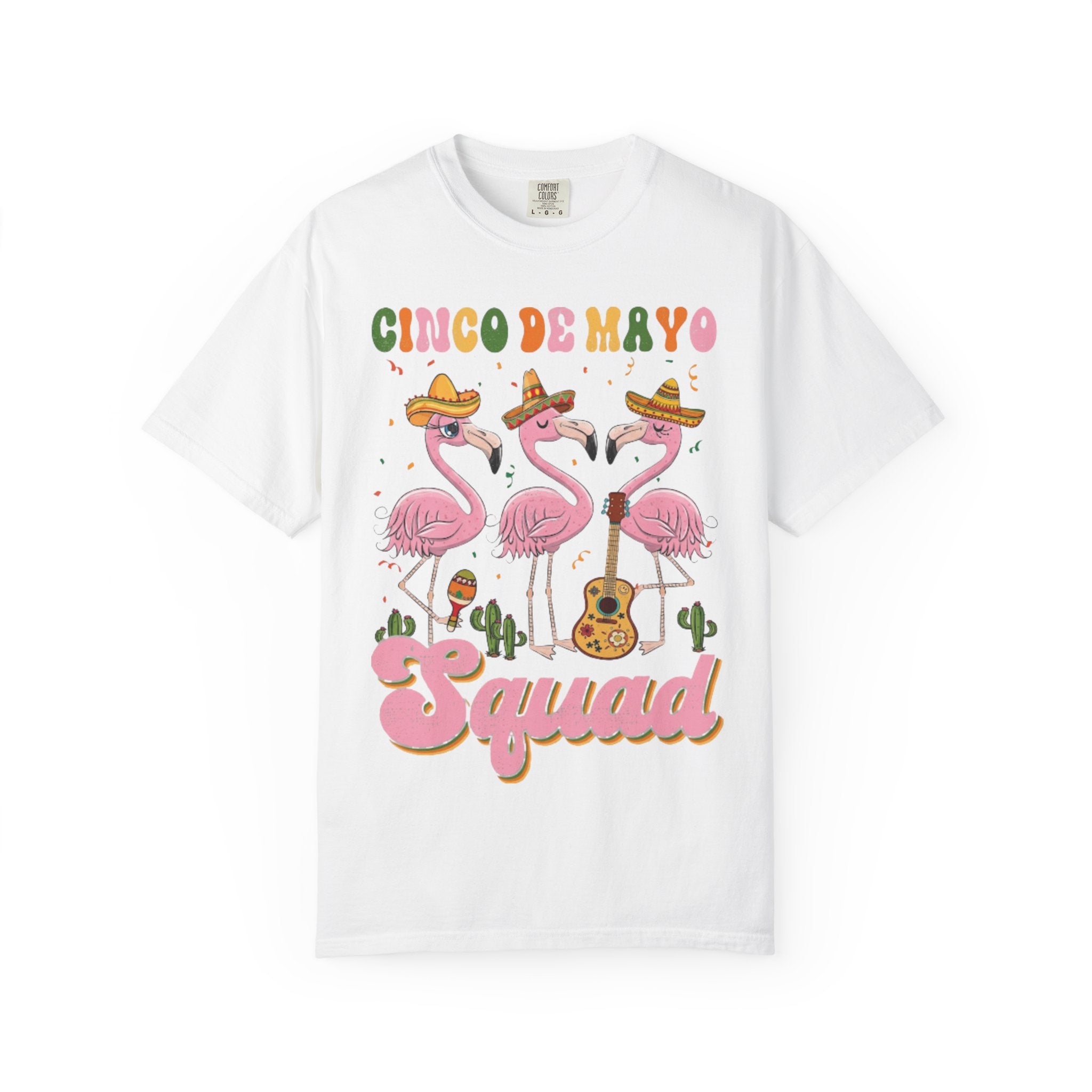 Cinco de Mayo Flamingo Squad T-shirt | Mexican Fiesta Graphic Tee