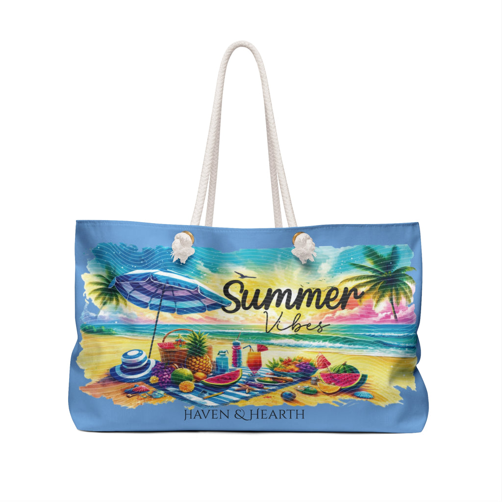 Summer Vibes Weekender Bag Beach Picnic Tote Travel Bag