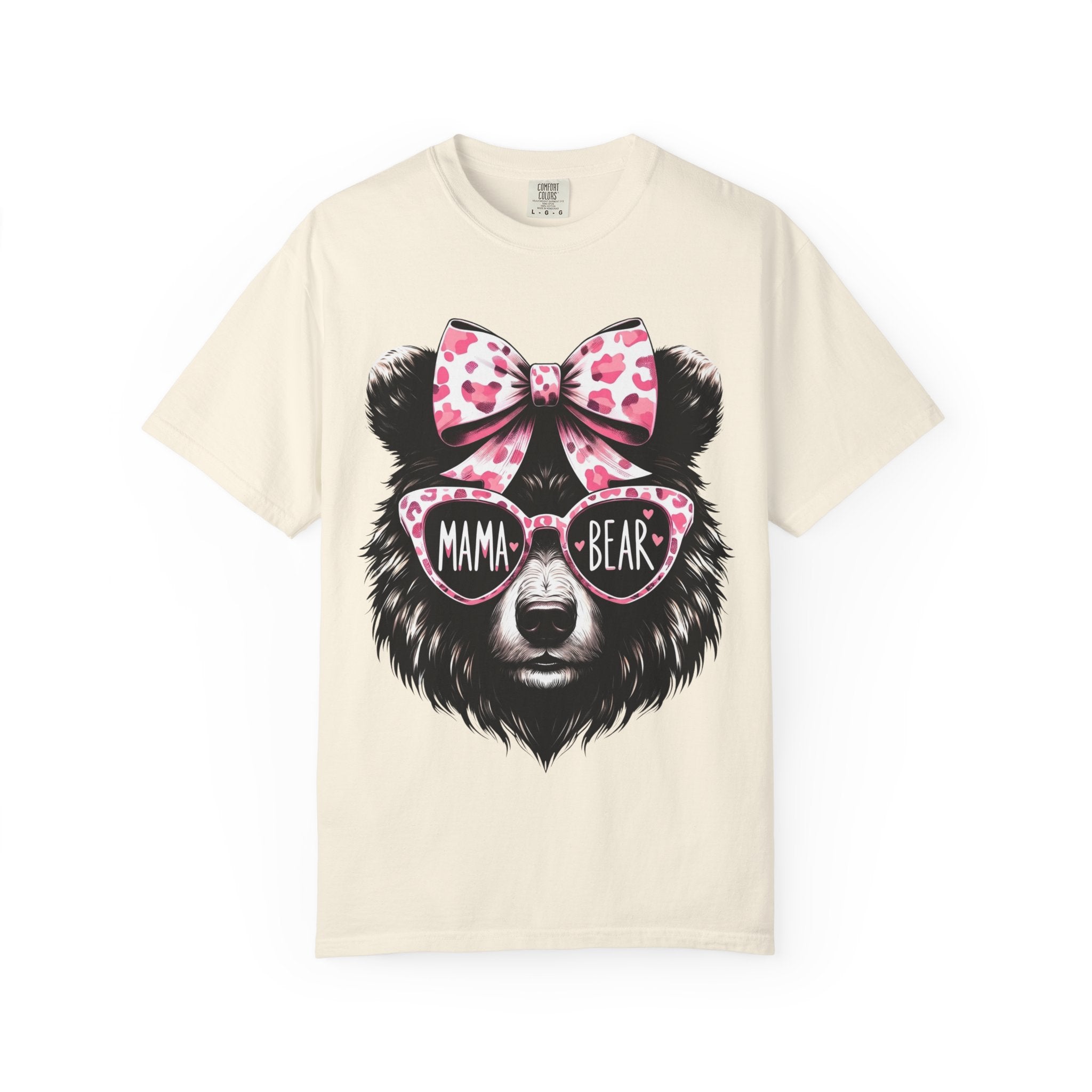 Mama Bear T-Shirt — Cute Leopard Bow & Sunglasses Graphic Tee for Moms