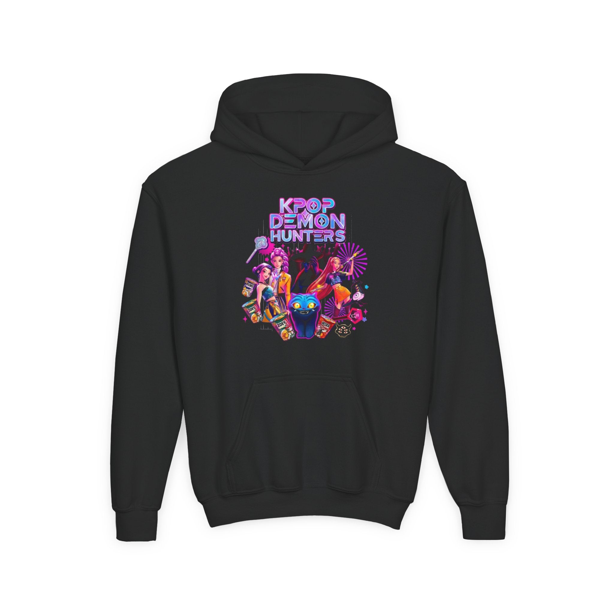 K-Pop Children’s Demon Hunters Hoodie — Neon K-Pop Band Anime Art Pullover