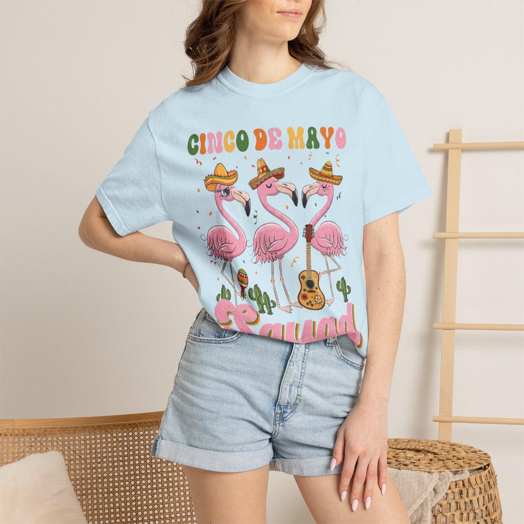 Cinco de Mayo Flamingo Squad T-shirt | Mexican Fiesta Graphic Tee