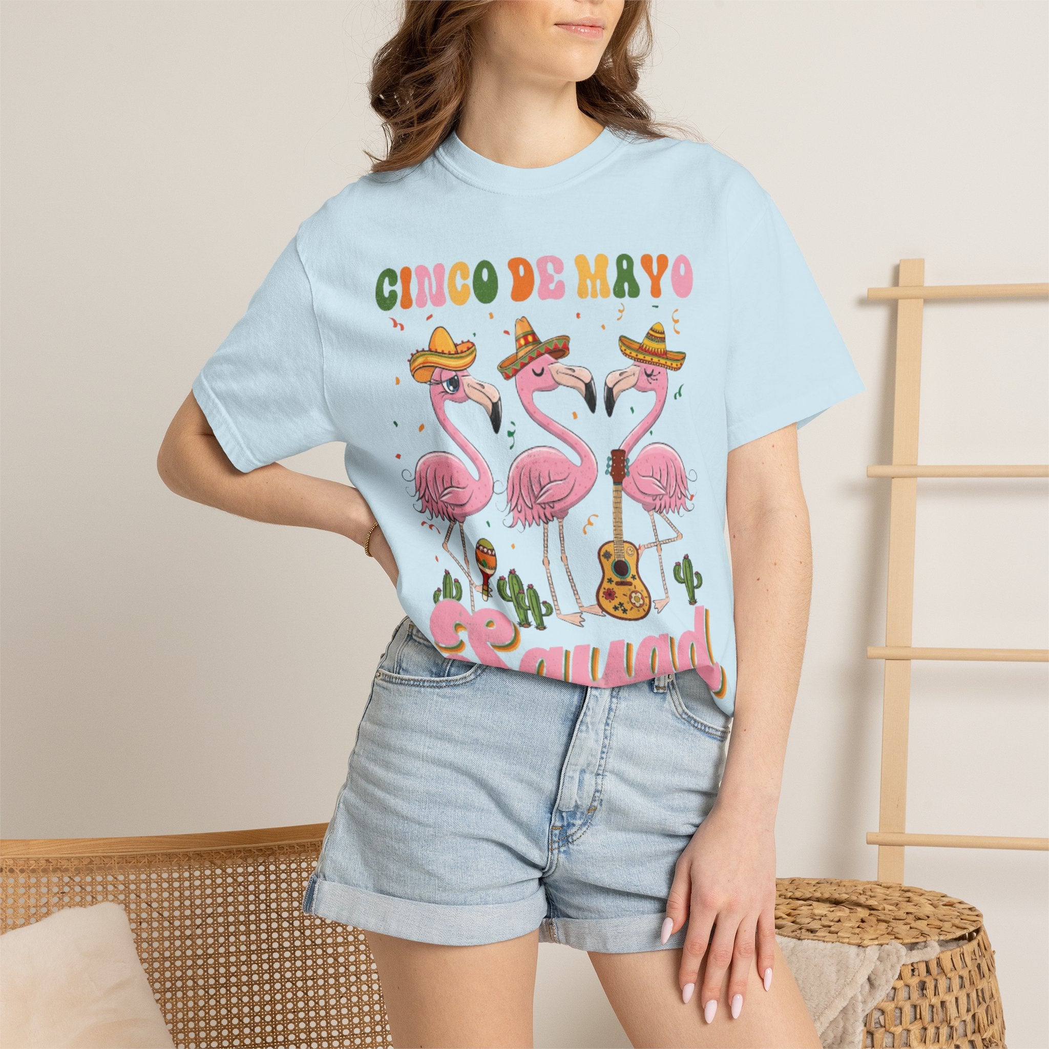 Cinco de Mayo Flamingo Squad T-shirt | Mexican Fiesta Graphic Tee