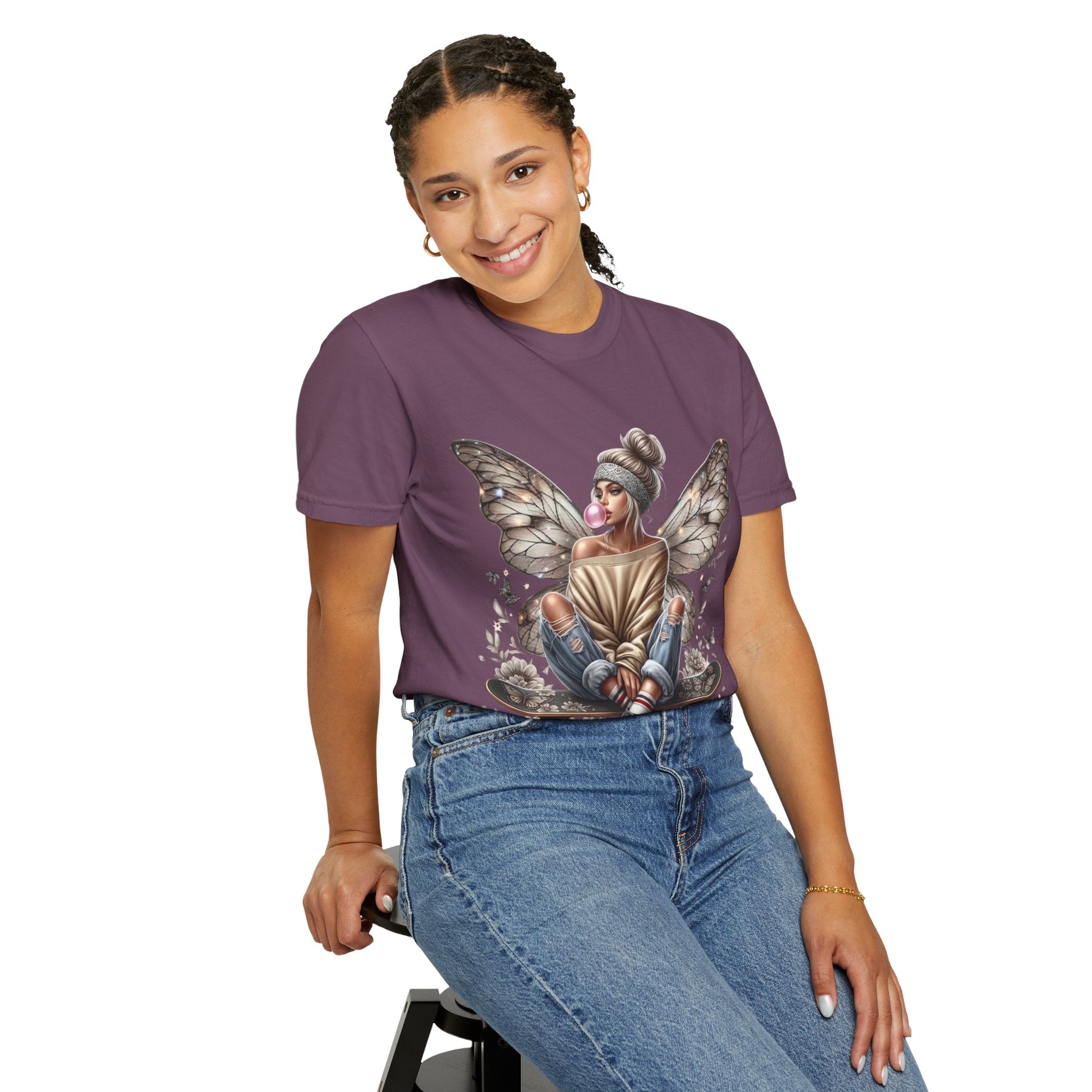 Fairy Skateboard Tee — Urban Butterfly Girl Graphic T-Shirt