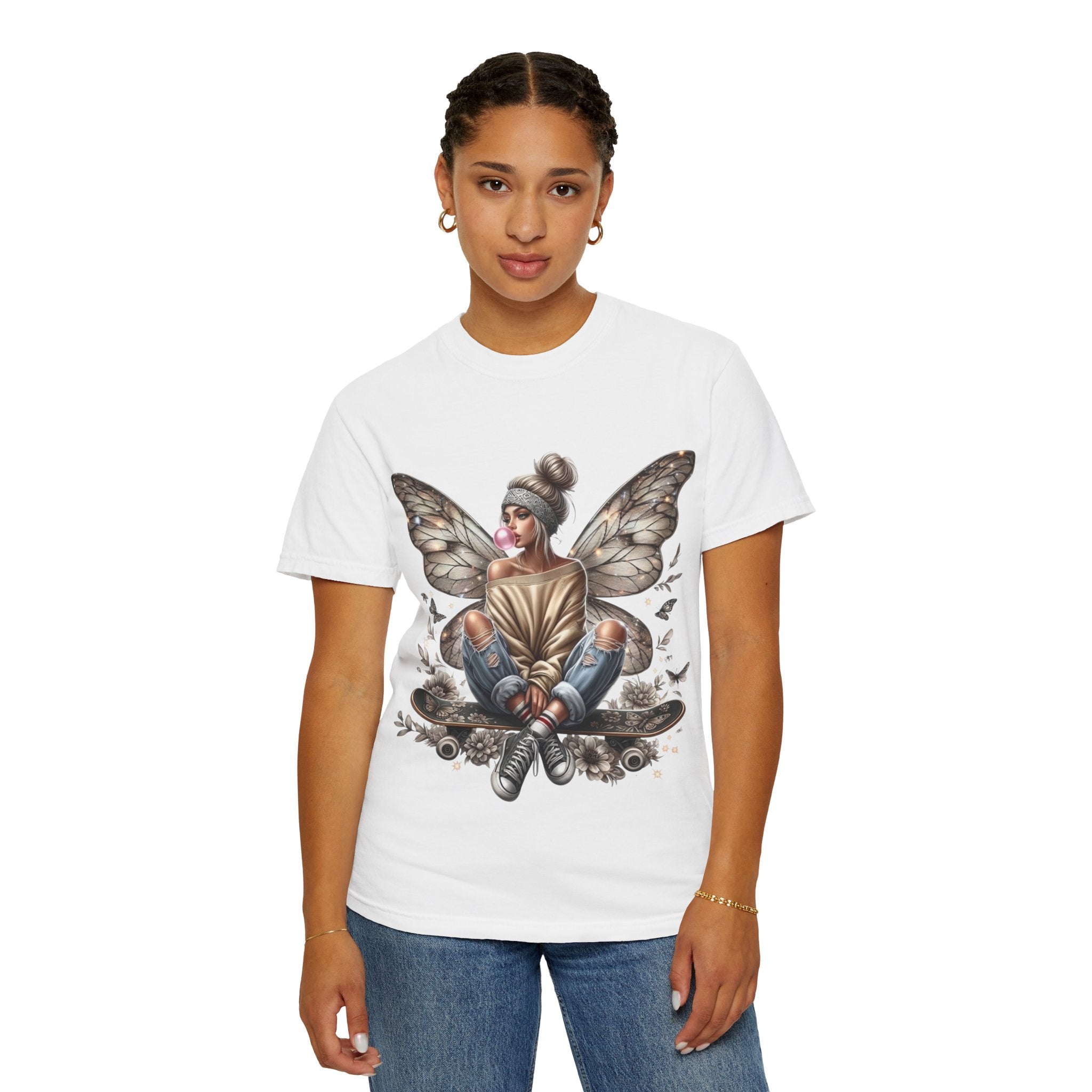 Fairy Skateboard Tee — Urban Butterfly Girl Graphic T-Shirt