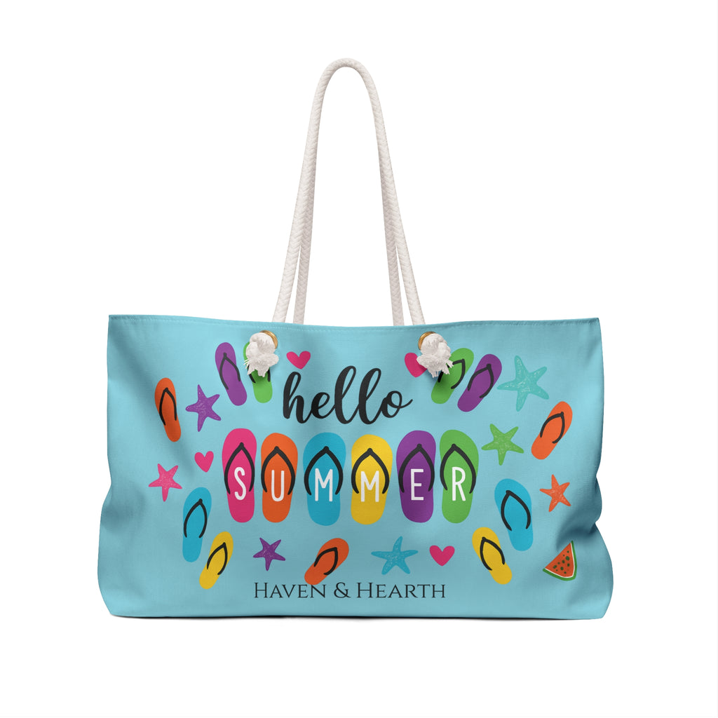 Flip Flop Beach Weekender Bag Colorful Summer Vacation Tote