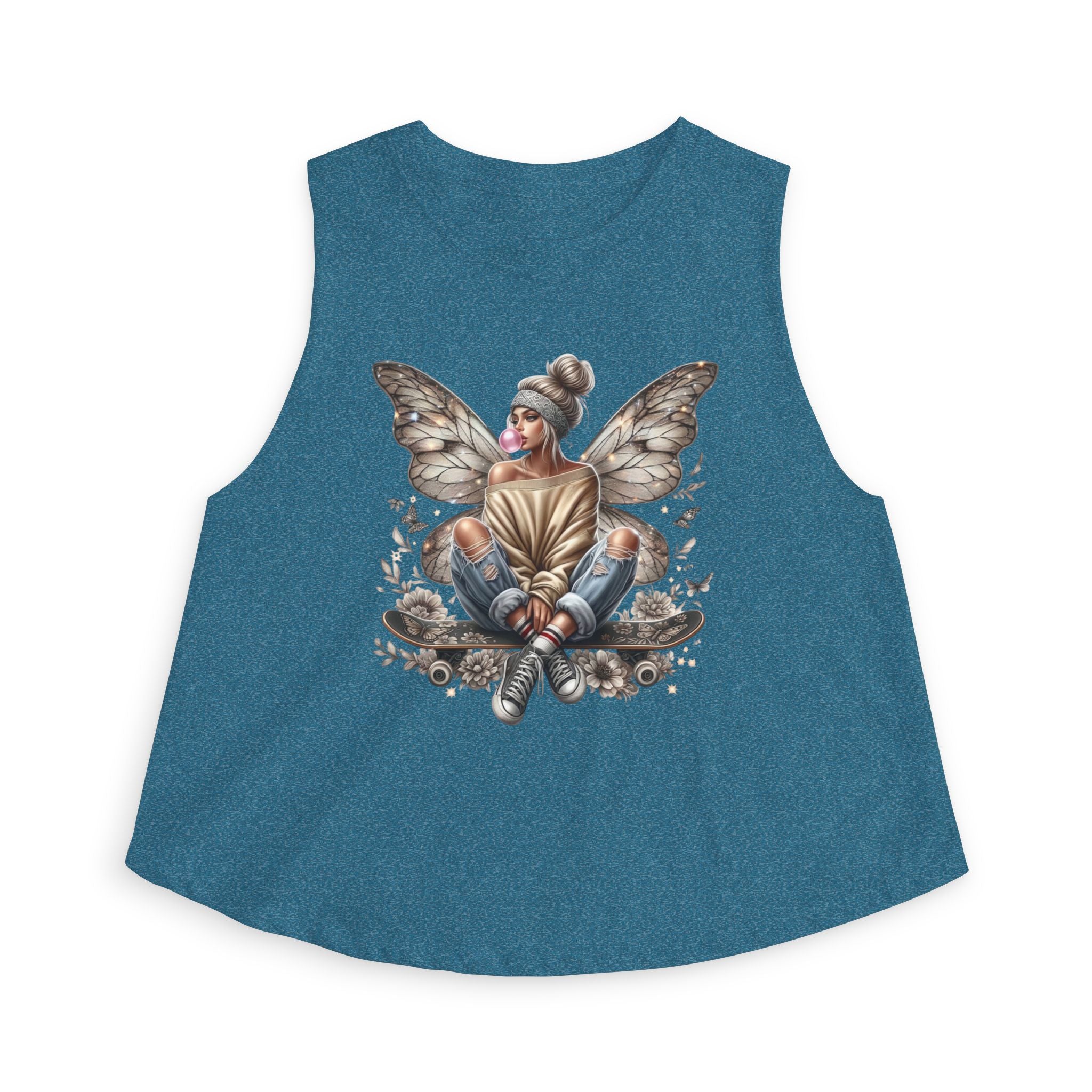 Fairy Girl Graphic Crop Top — Boho Butterfly Illustration Tank
