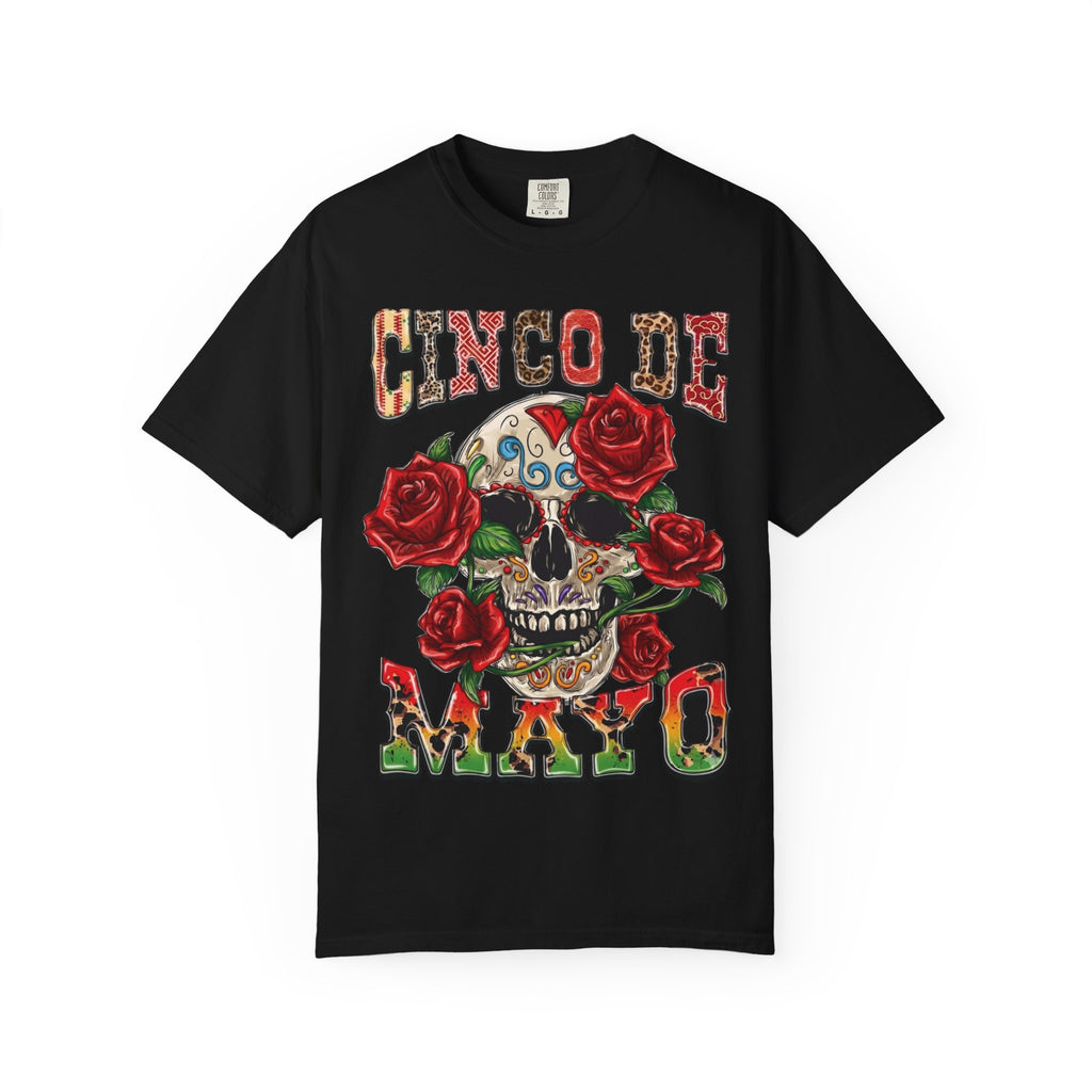 Cinco de Mayo Sugar Skull T-shirt | Floral Rose Skull Tee