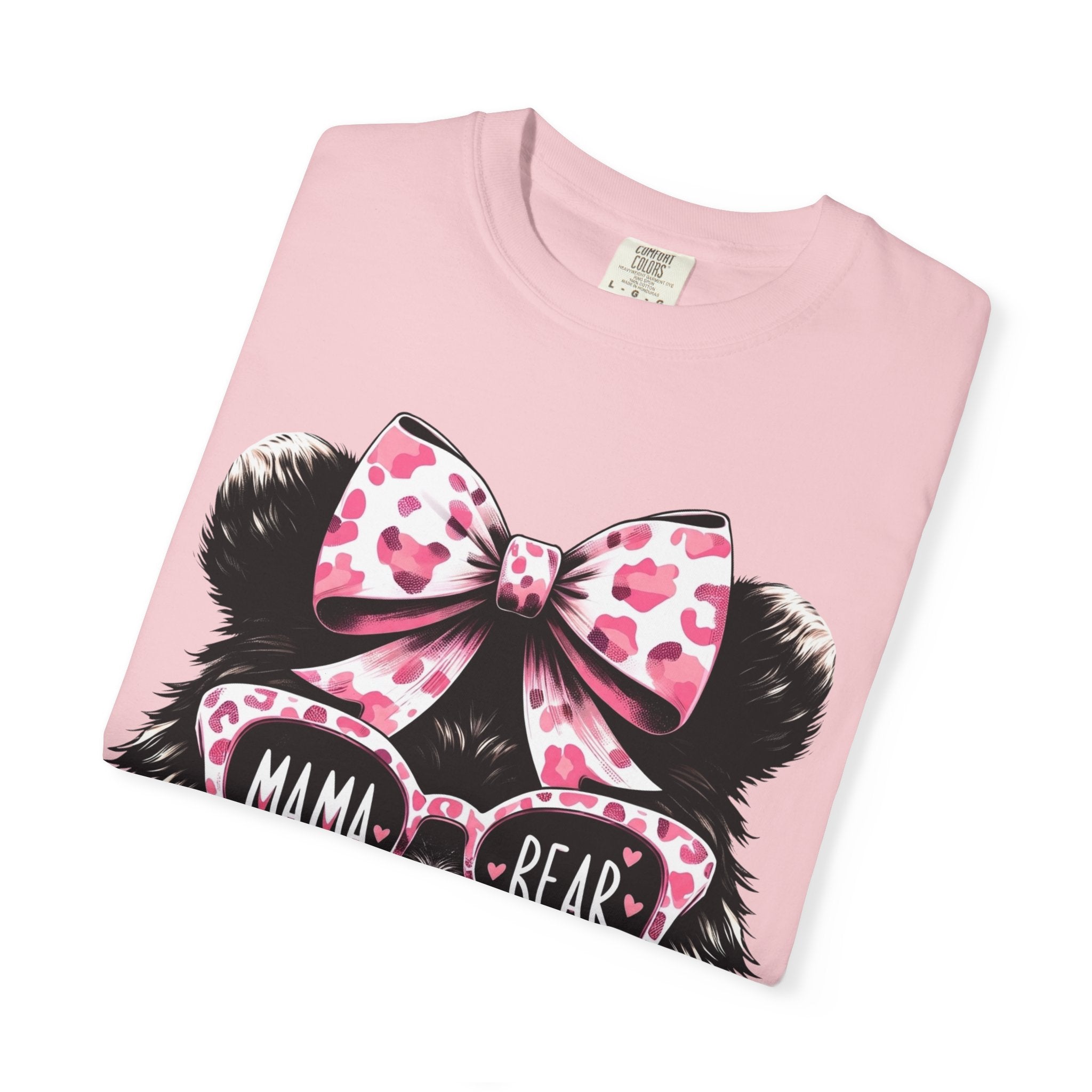Mama Bear T-Shirt — Cute Leopard Bow & Sunglasses Graphic Tee for Moms