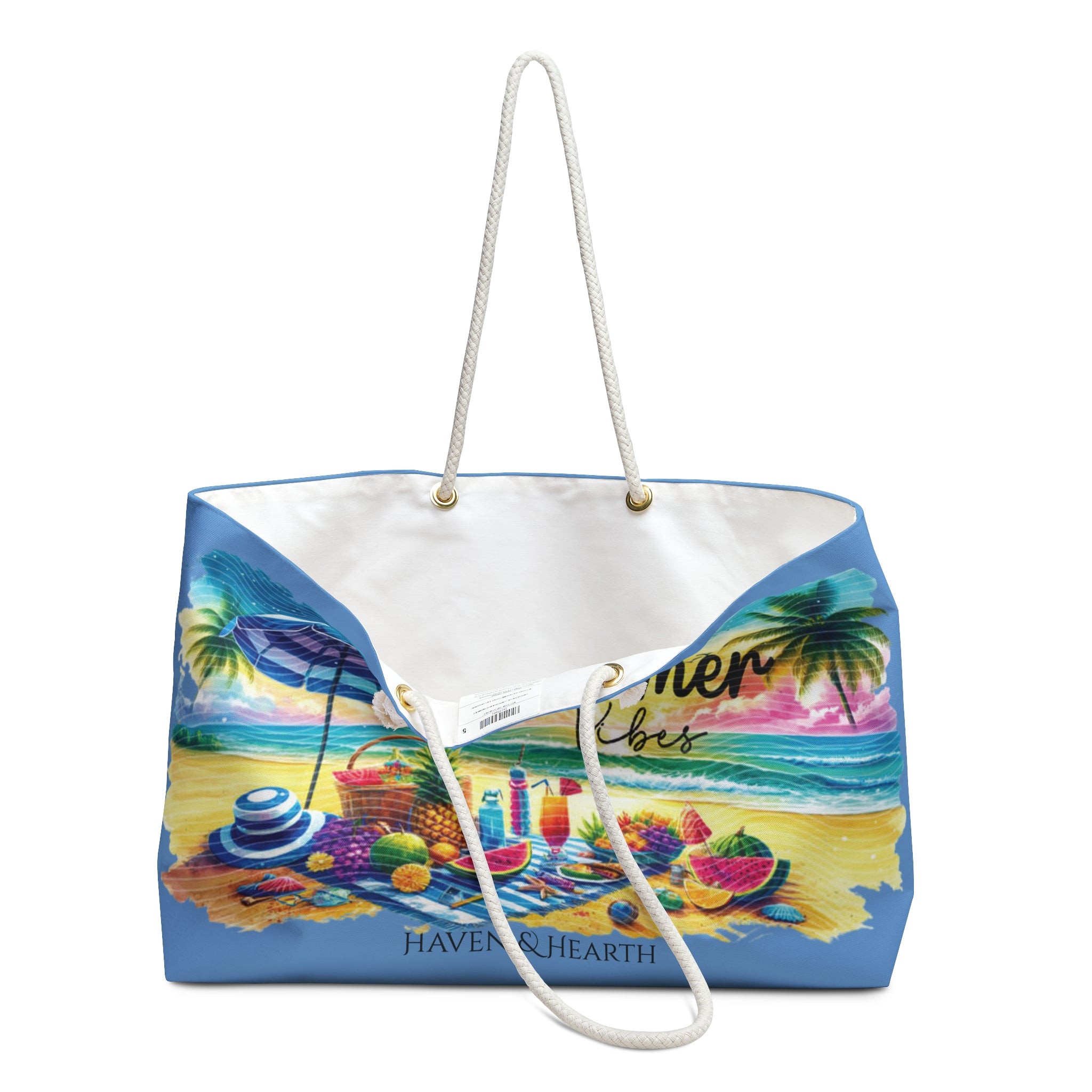 Summer Vibes Weekender Bag Beach Picnic Tote Travel Bag