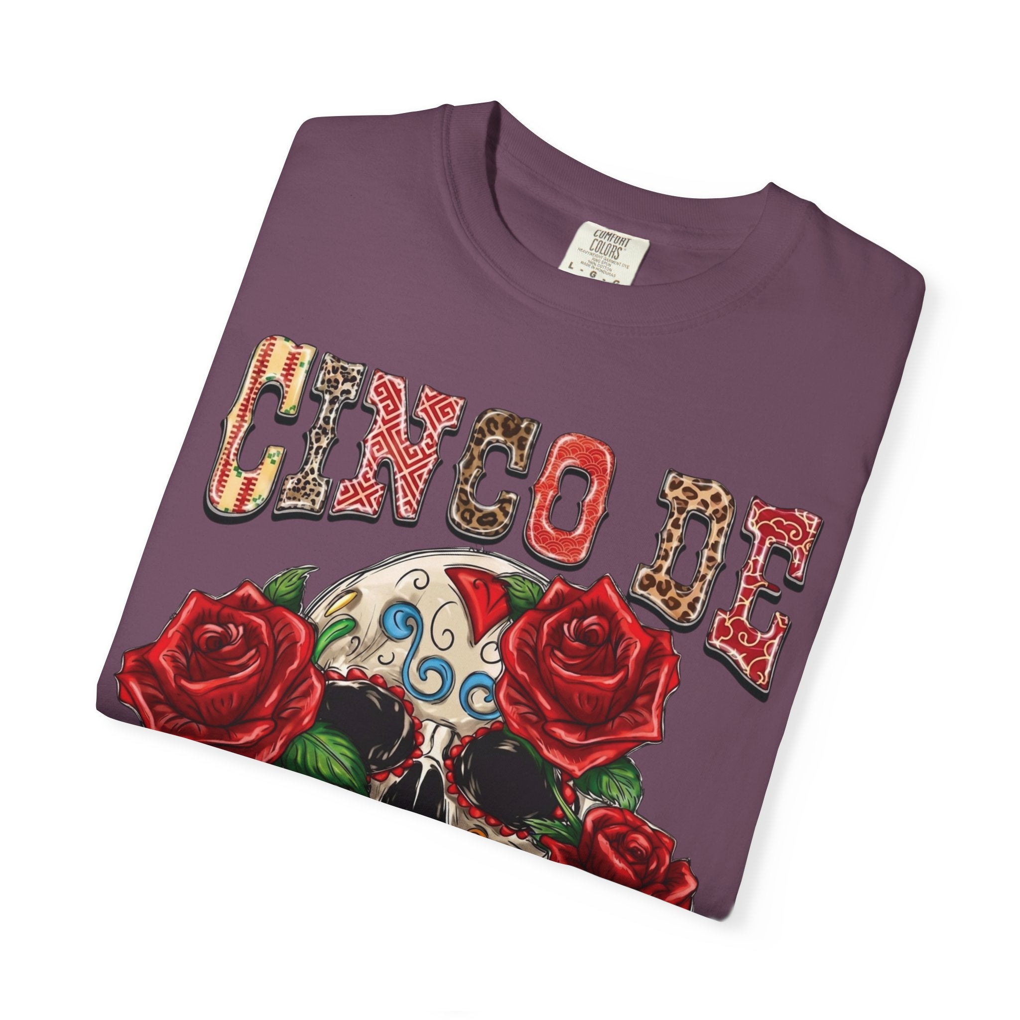 Cinco de Mayo Sugar Skull T-shirt | Floral Rose Skull Tee