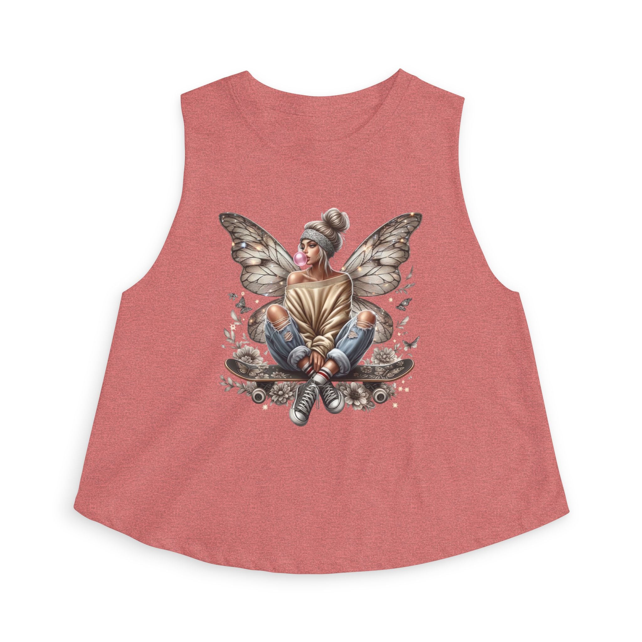 Fairy Girl Graphic Crop Top — Boho Butterfly Illustration Tank