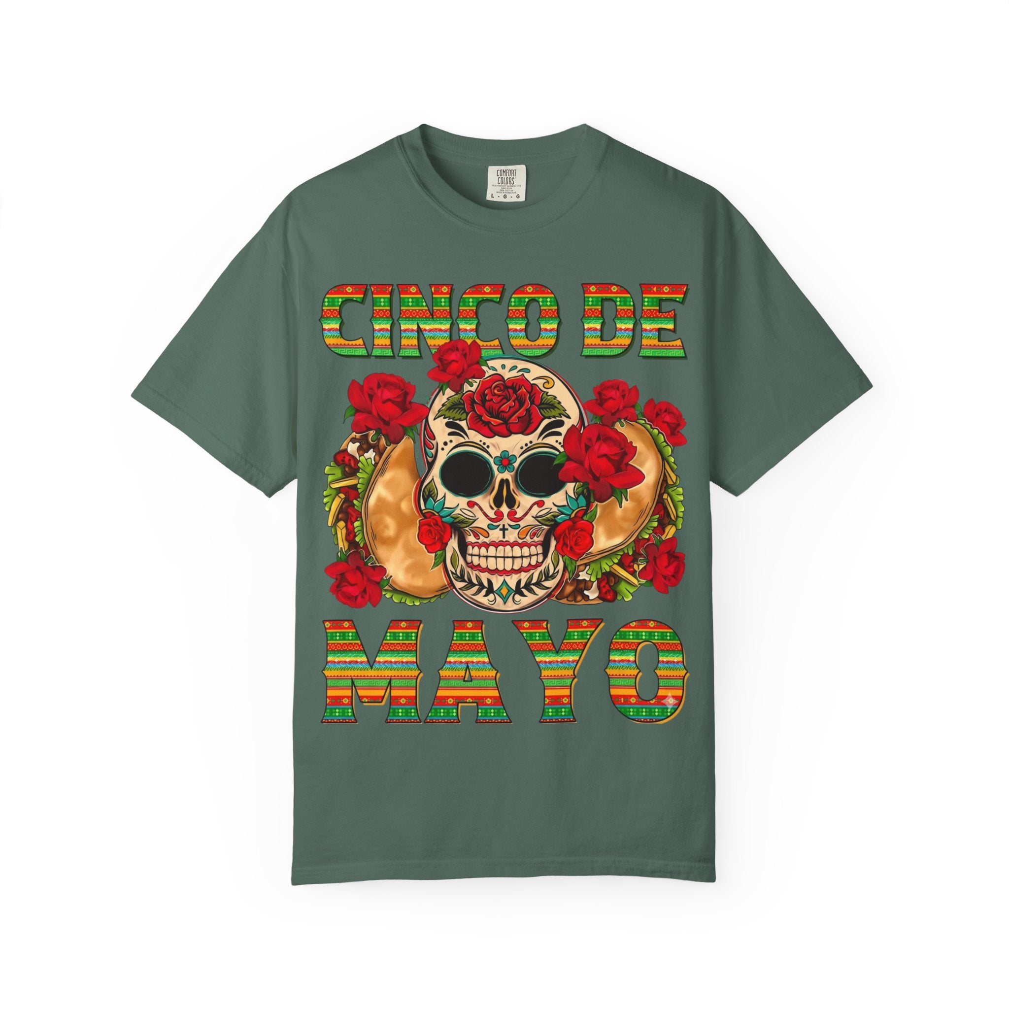 Cinco de Mayo Skull T-Shirt — Floral Sugar Skull Mexican Fiesta Tee