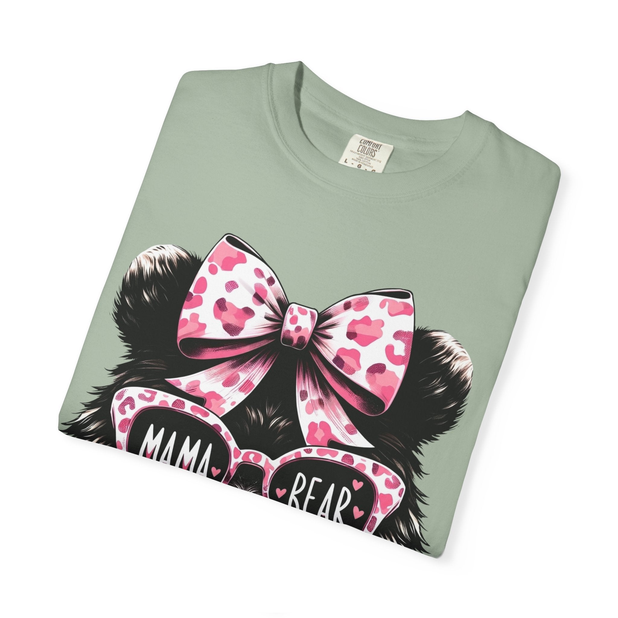 Mama Bear T-Shirt — Cute Leopard Bow & Sunglasses Graphic Tee for Moms