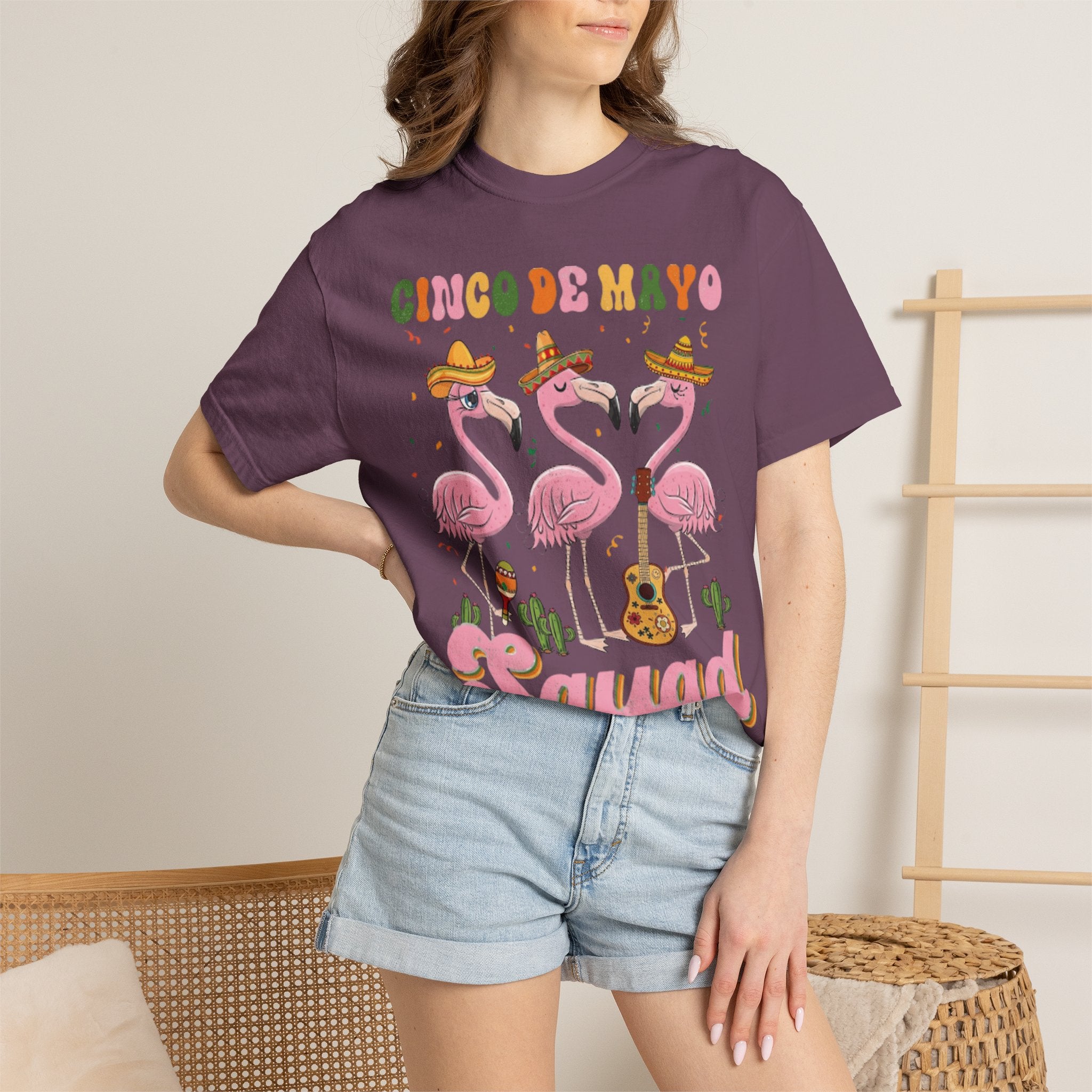 Cinco de Mayo Flamingo Squad T-shirt | Mexican Fiesta Graphic Tee