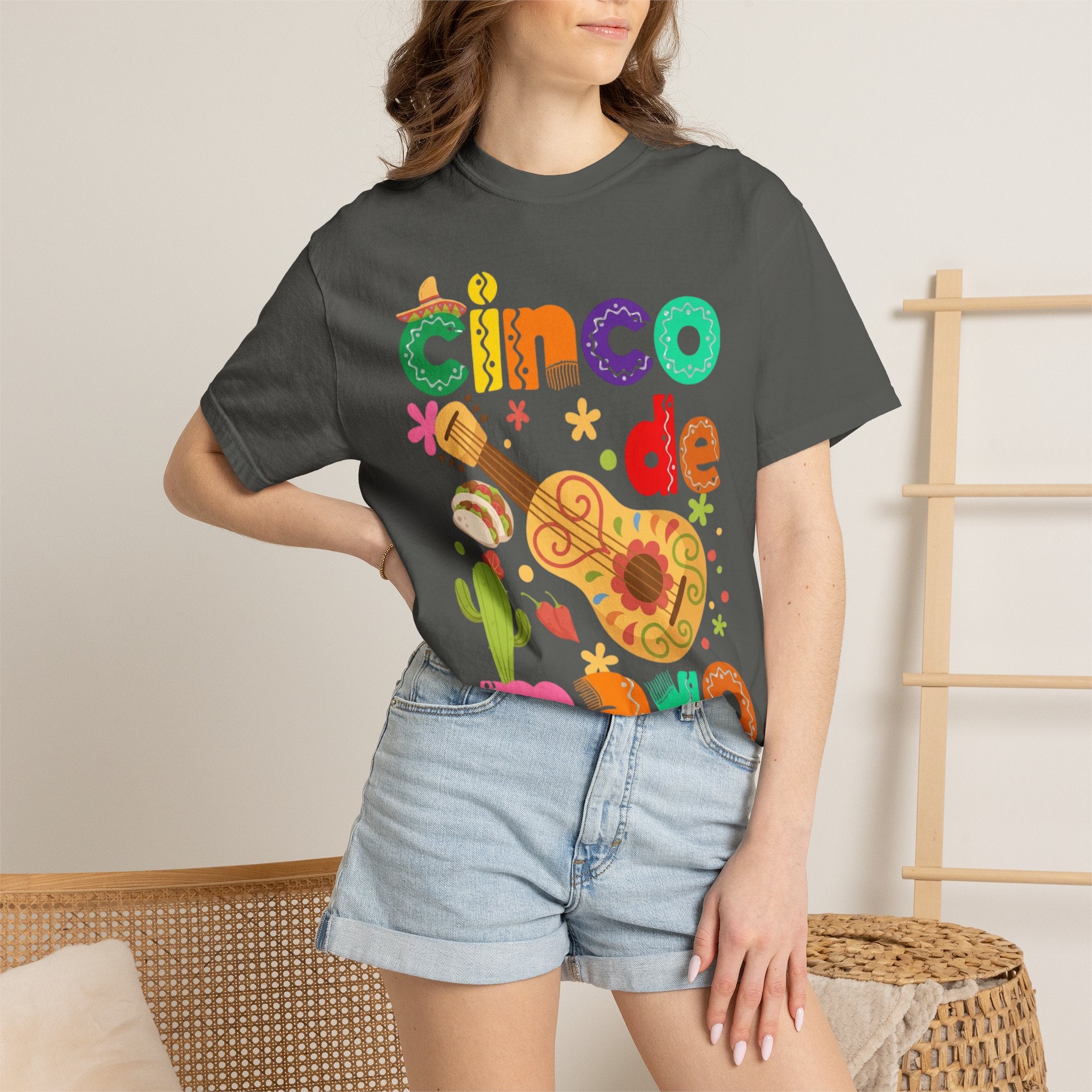 Cinco de Mayo Guitar Cactus T-Shirt | Fiesta Illustration