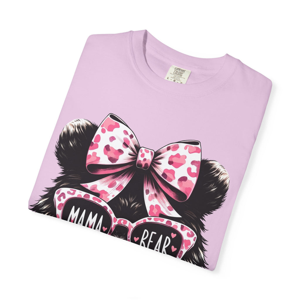 Mama Bear T-Shirt — Cute Leopard Bow & Sunglasses Graphic Tee for Moms