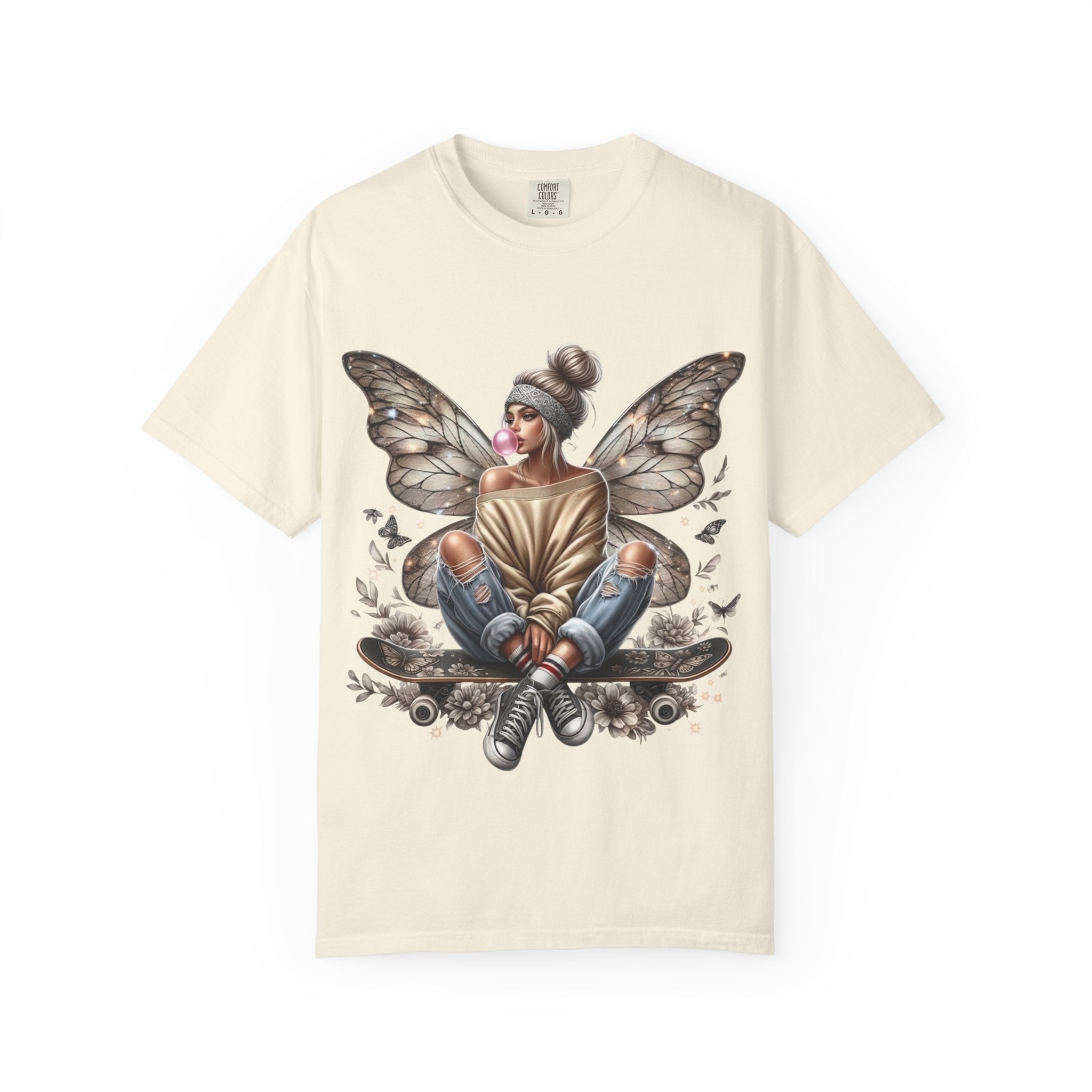 Fairy Skateboard Tee — Urban Butterfly Girl Graphic T-Shirt
