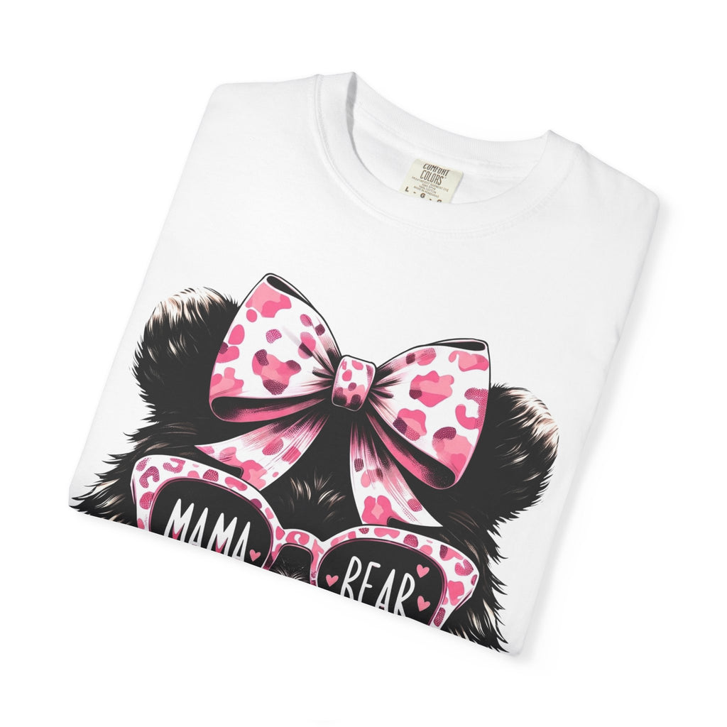 Mama Bear T-Shirt — Cute Pink Bow & Sunglasses Graphic Tee for Moms