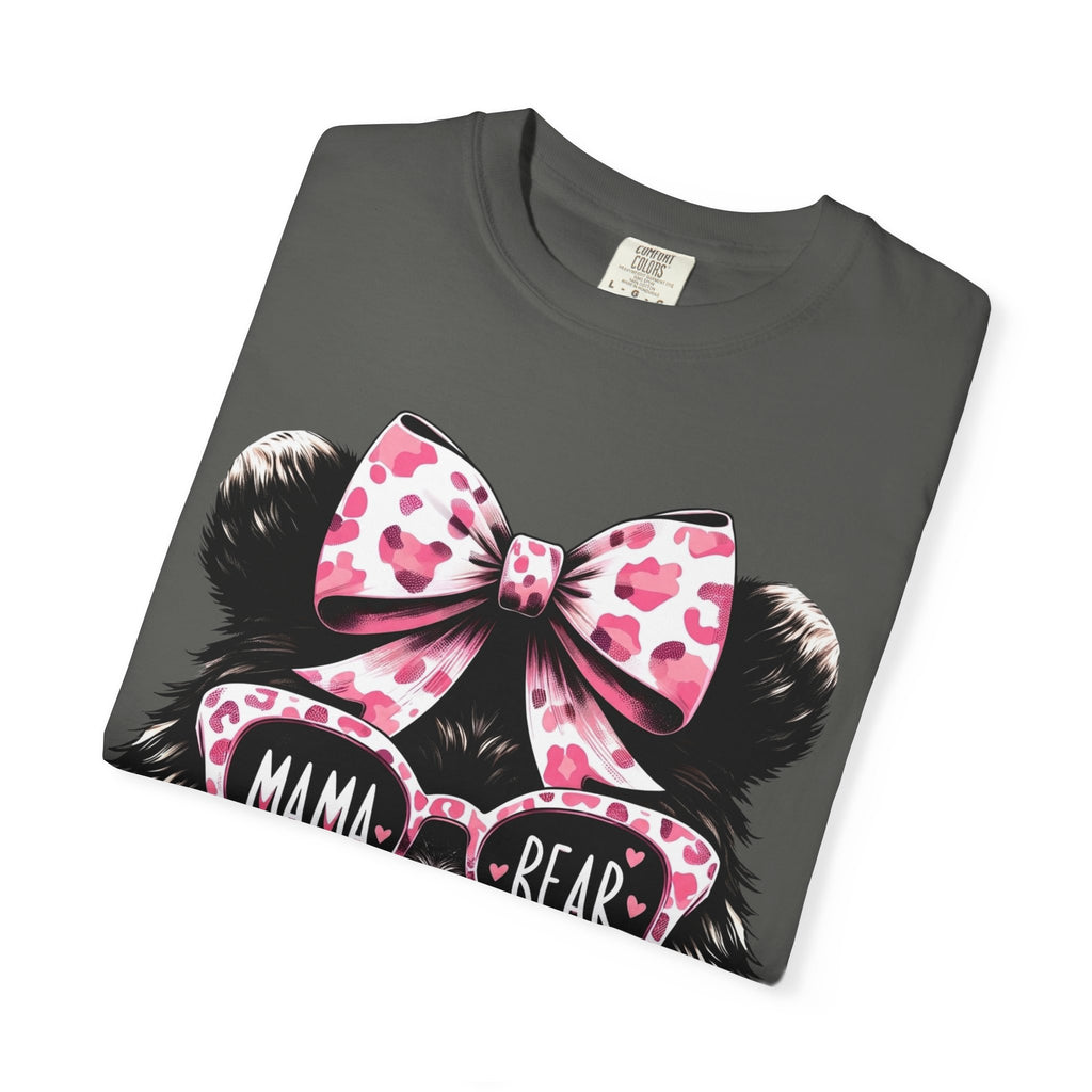 Mama Bear T-Shirt — Cute Pink Bow & Sunglasses Graphic Tee for Moms