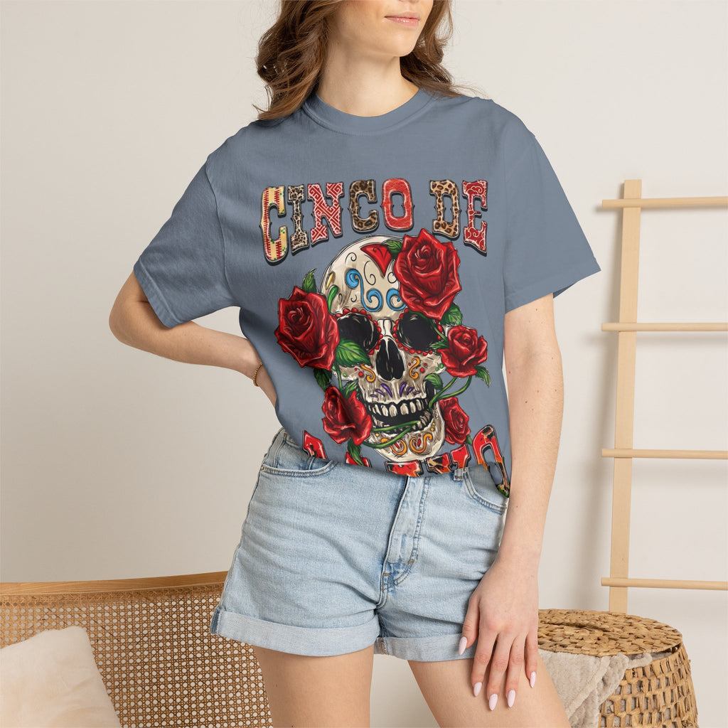 Cinco de Mayo Sugar Skull T-shirt | Floral Rose Skull Tee