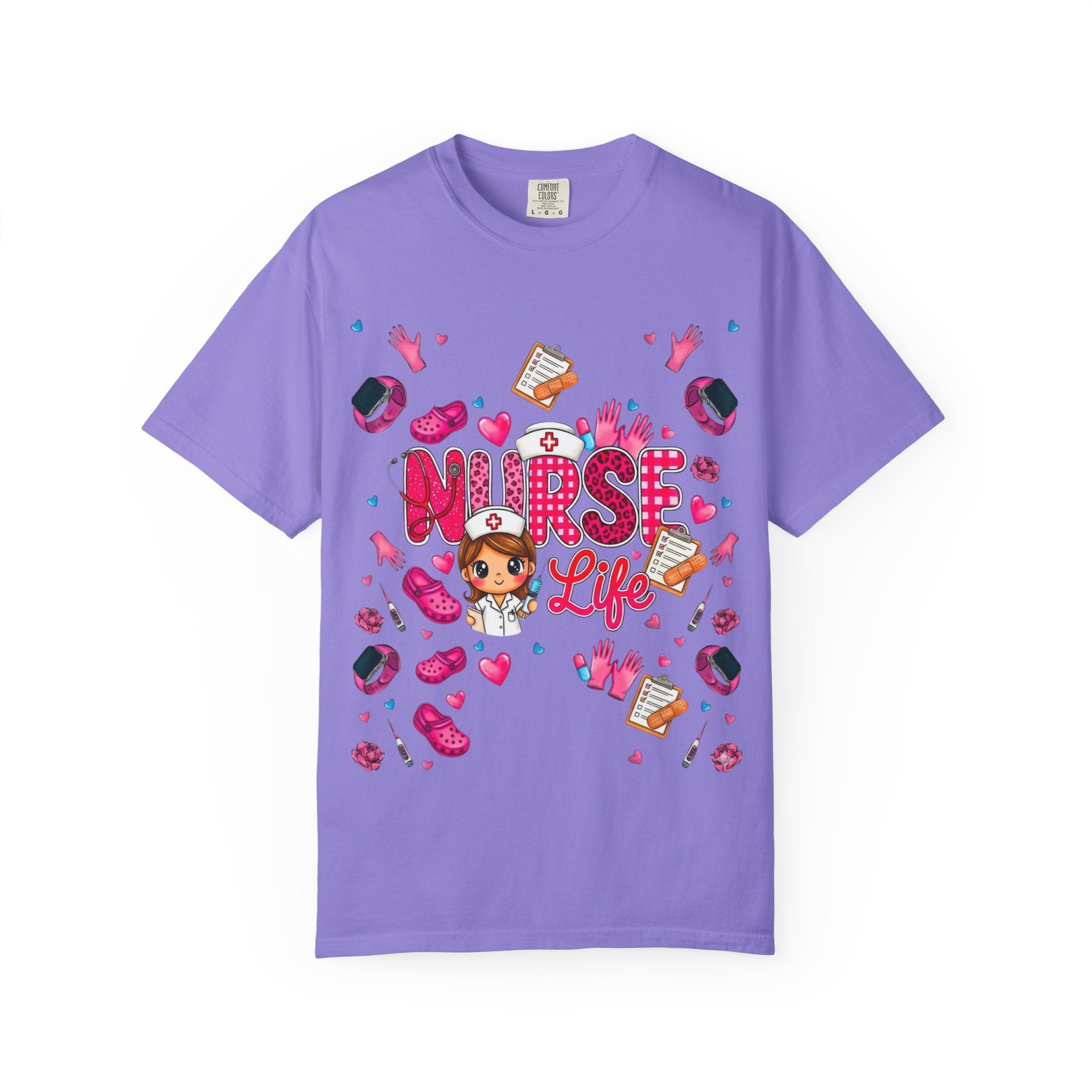 Nurse Life Graphic T-Shirt — Cute Nursing Gifts, Hearts & Scrubs Design