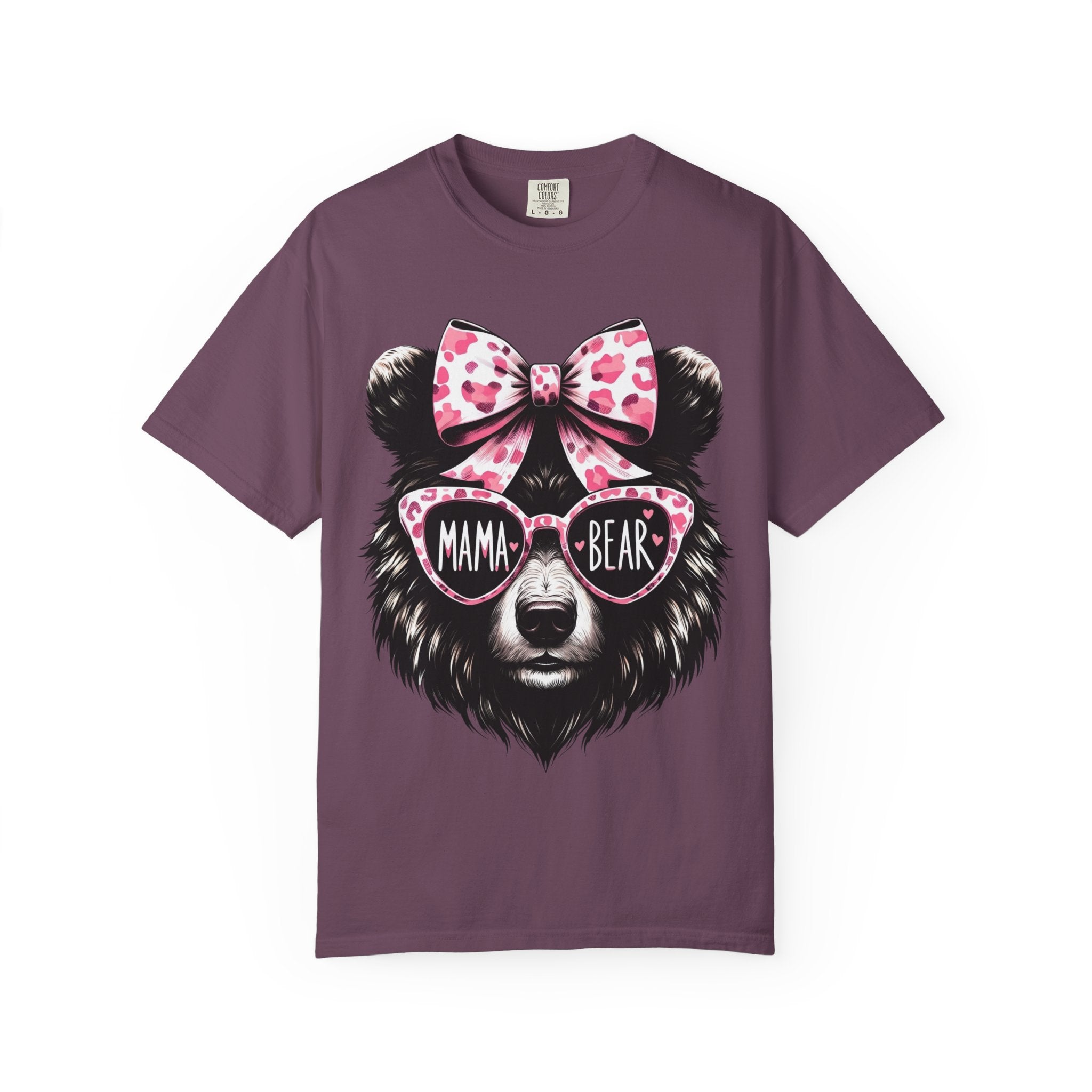 Mama Bear T-Shirt — Cute Leopard Bow & Sunglasses Graphic Tee for Moms