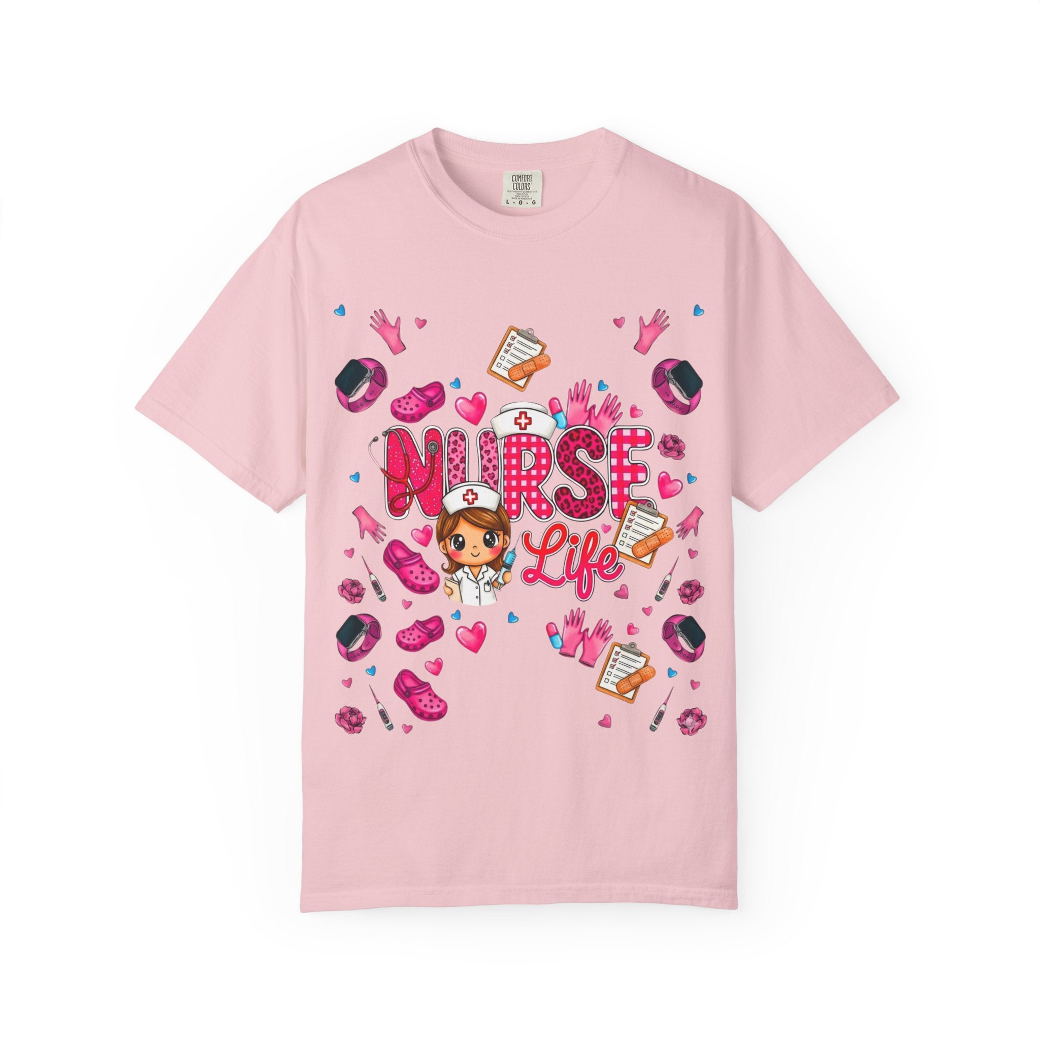 Nurse Life Graphic T-Shirt — Cute Nursing Gifts, Hearts & Scrubs Design