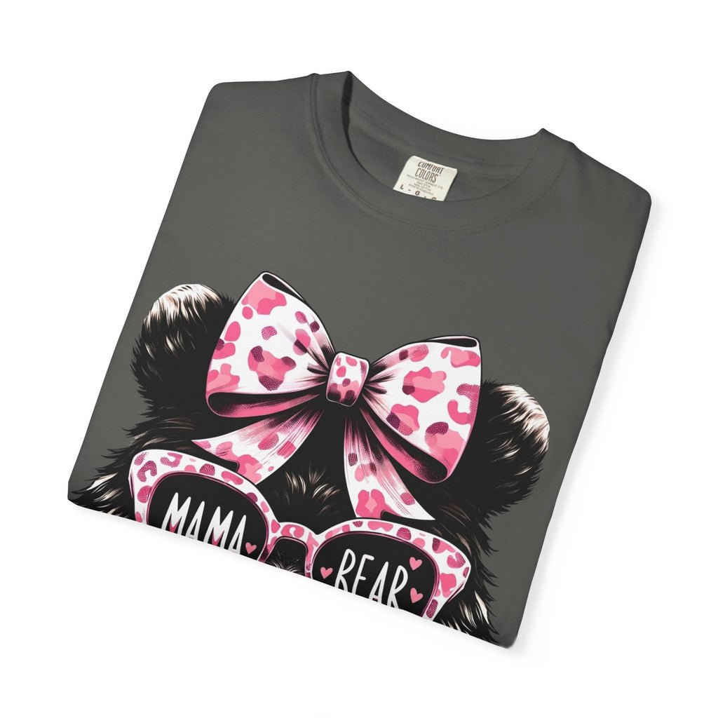 Mama Bear T-Shirt — Cute Leopard Bow & Sunglasses Graphic Tee for Moms
