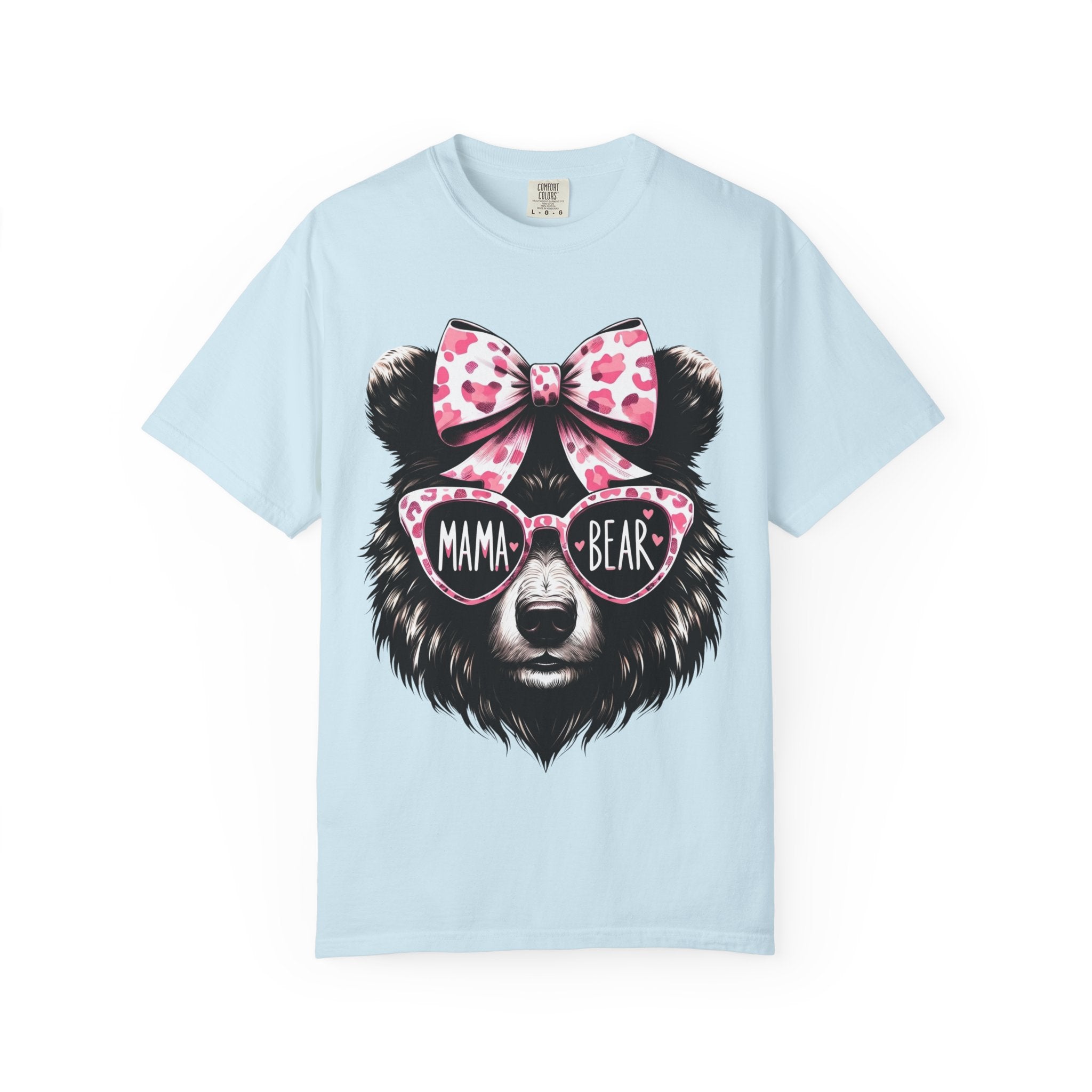 Mama Bear T-Shirt — Cute Leopard Bow & Sunglasses Graphic Tee for Moms