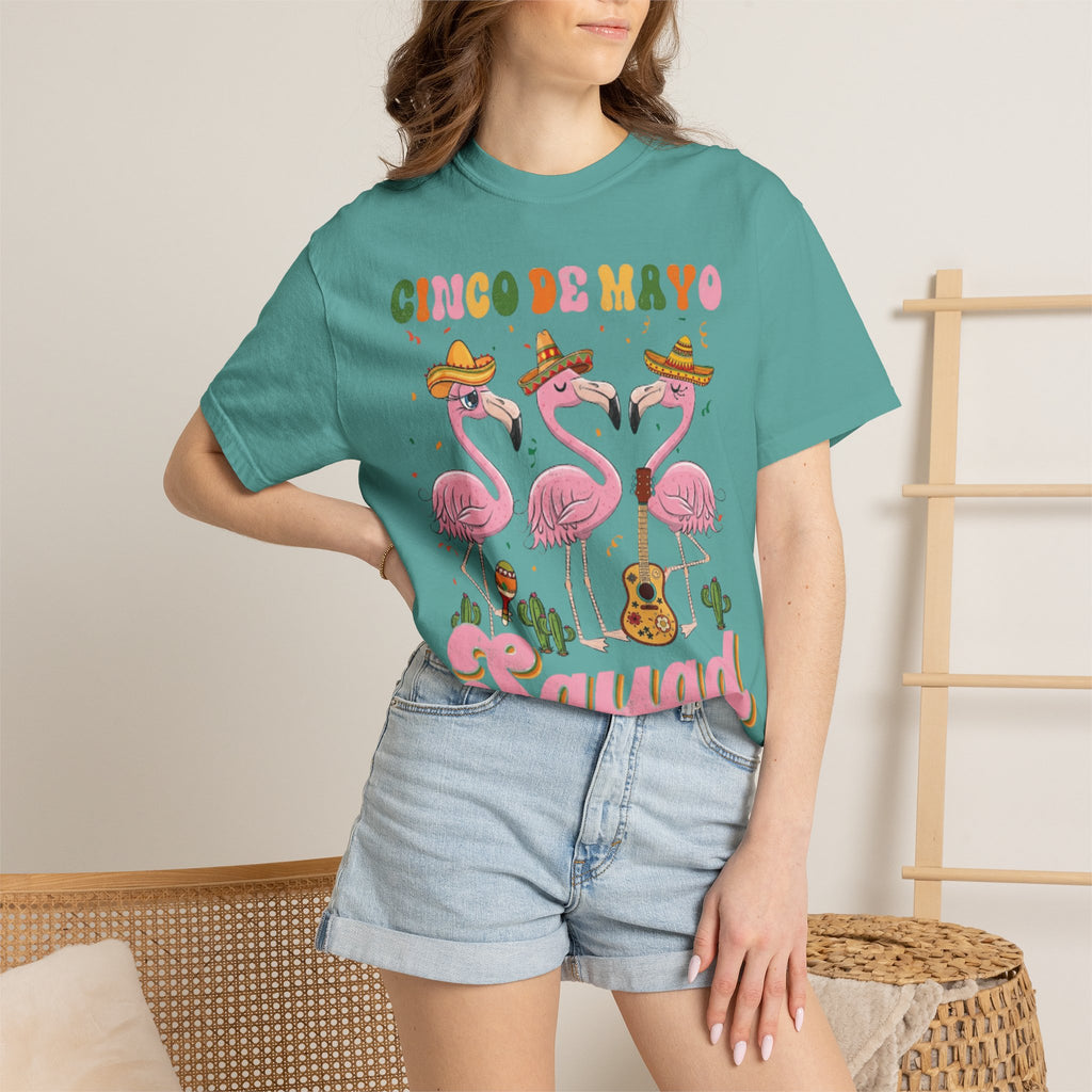 Cinco de Mayo Flamingo Squad T-shirt | Mexican Fiesta Graphic Tee
