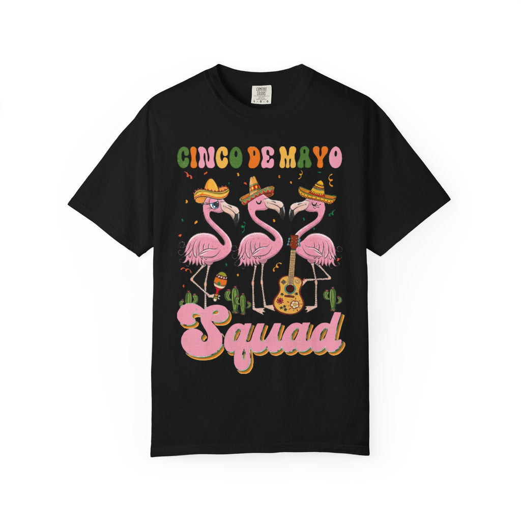Cinco de Mayo Flamingo Squad T-shirt | Mexican Fiesta Graphic Tee