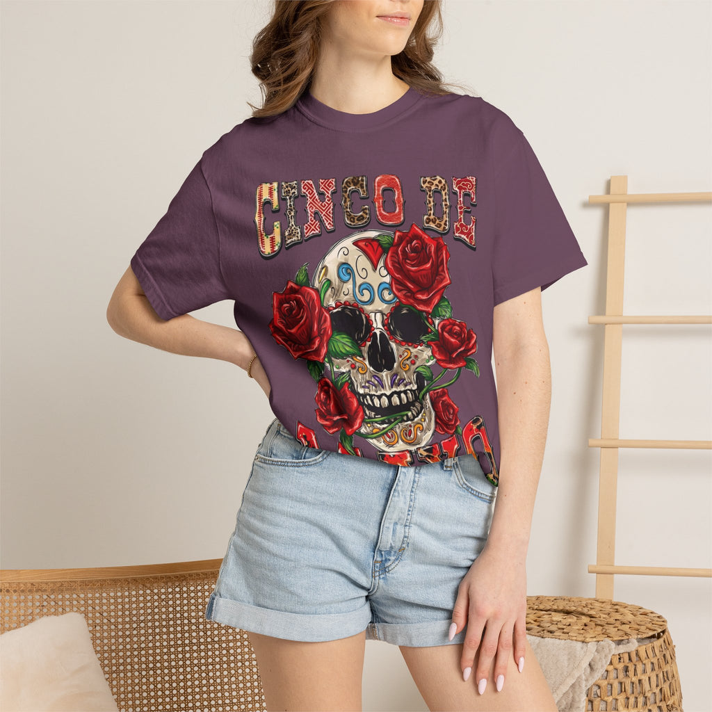 Cinco de Mayo Sugar Skull T-shirt | Floral Rose Skull Tee