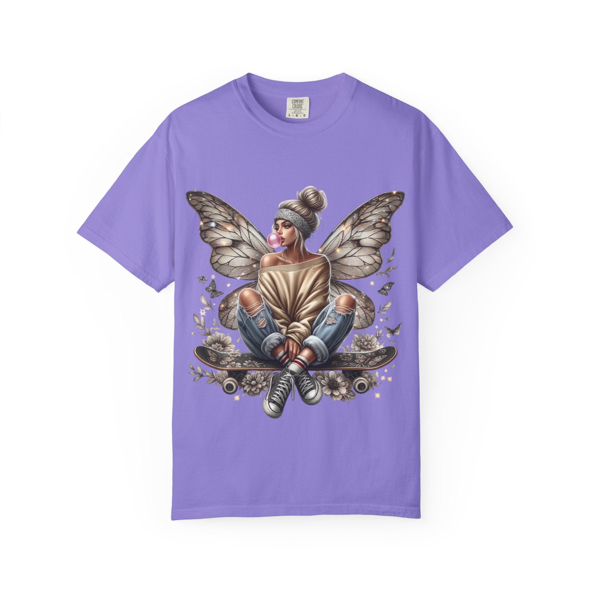 Fairy Skateboard Tee — Urban Butterfly Girl Graphic T-Shirt