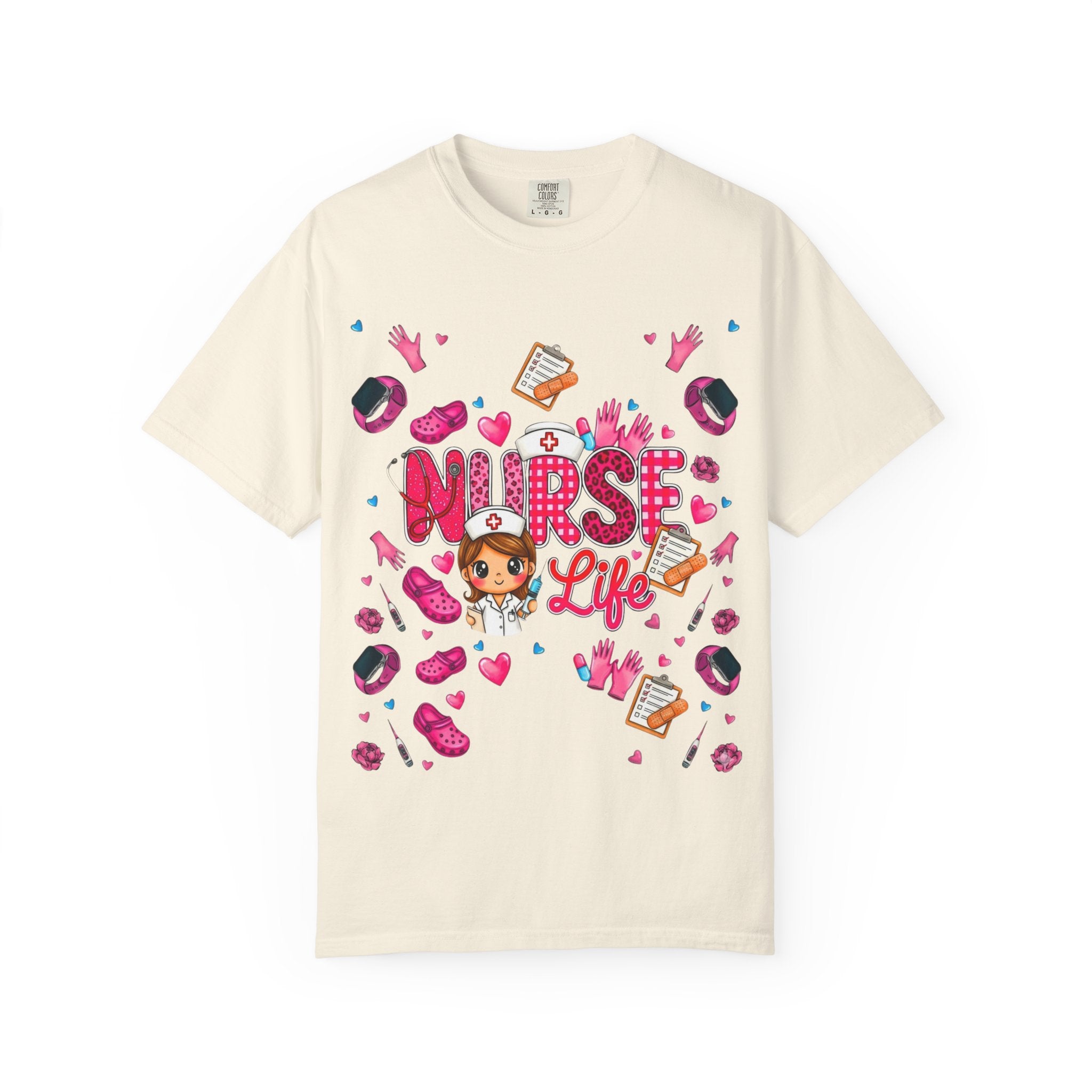 Nurse Life Graphic T-Shirt — Cute Nursing Gifts, Hearts & Scrubs Design